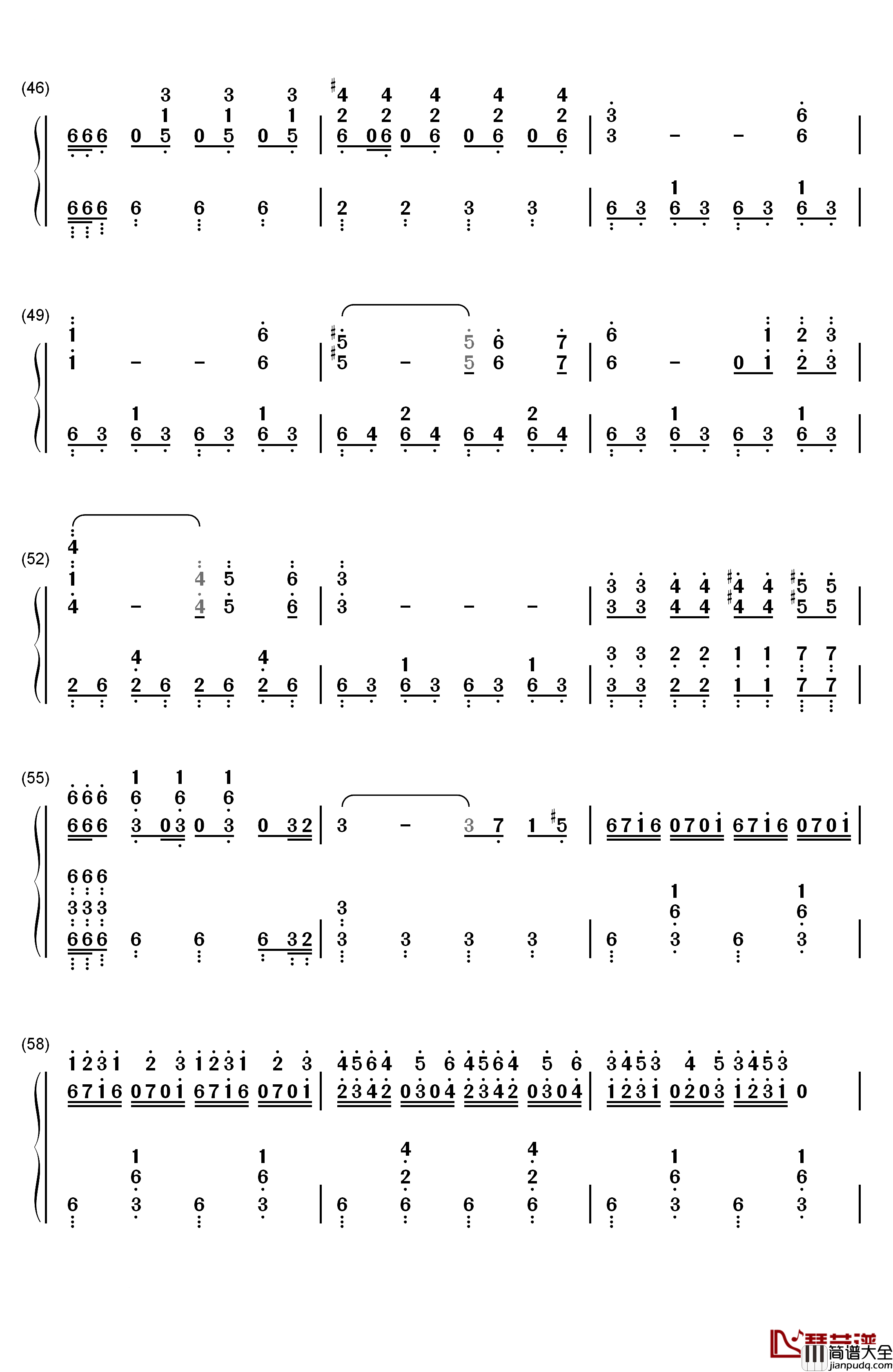 托卡塔曲钢琴简谱_数字双手_理查德克莱德曼