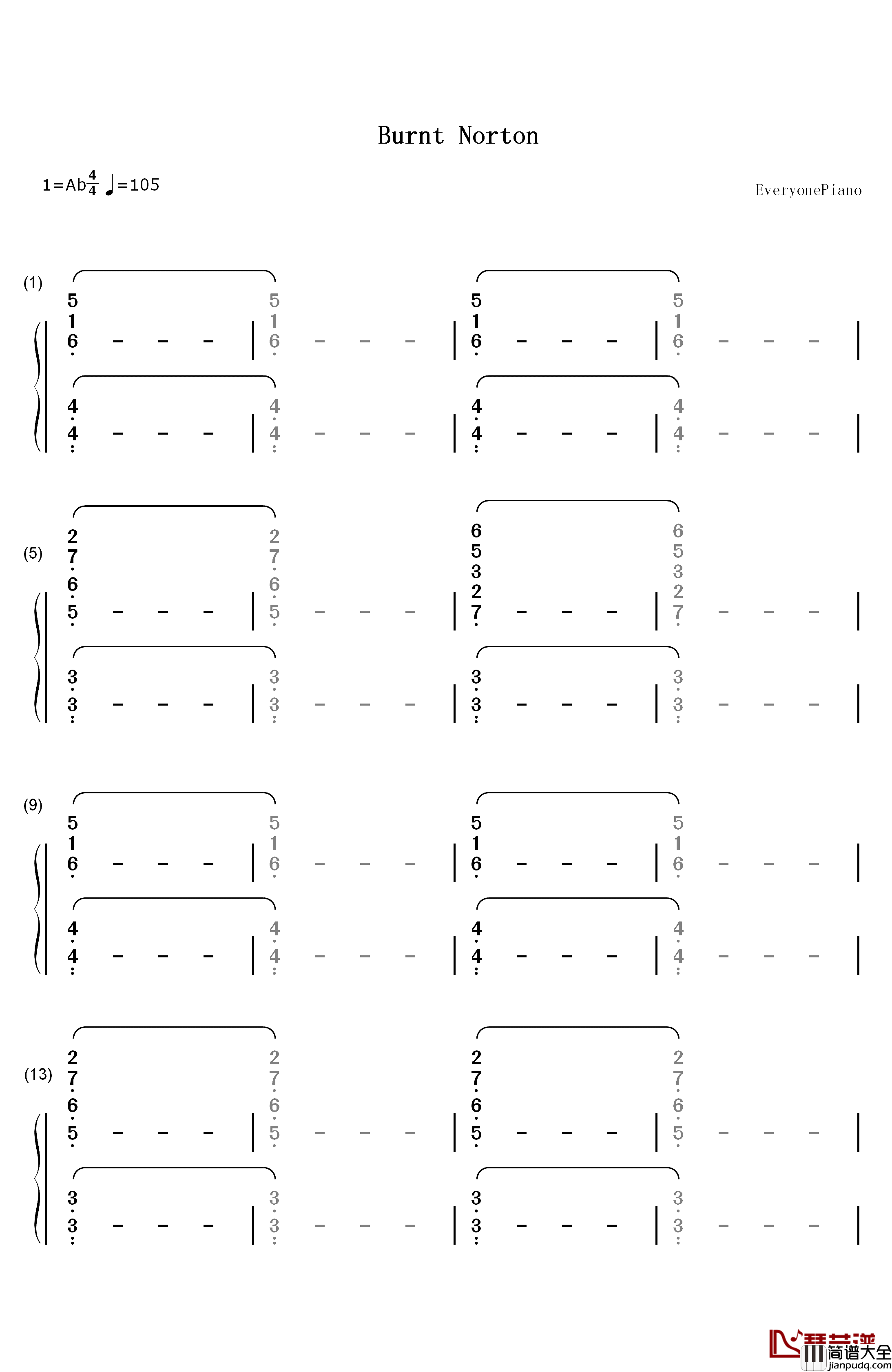 Burnt_Norton钢琴简谱_数字双手_Lana_Del_Rey
