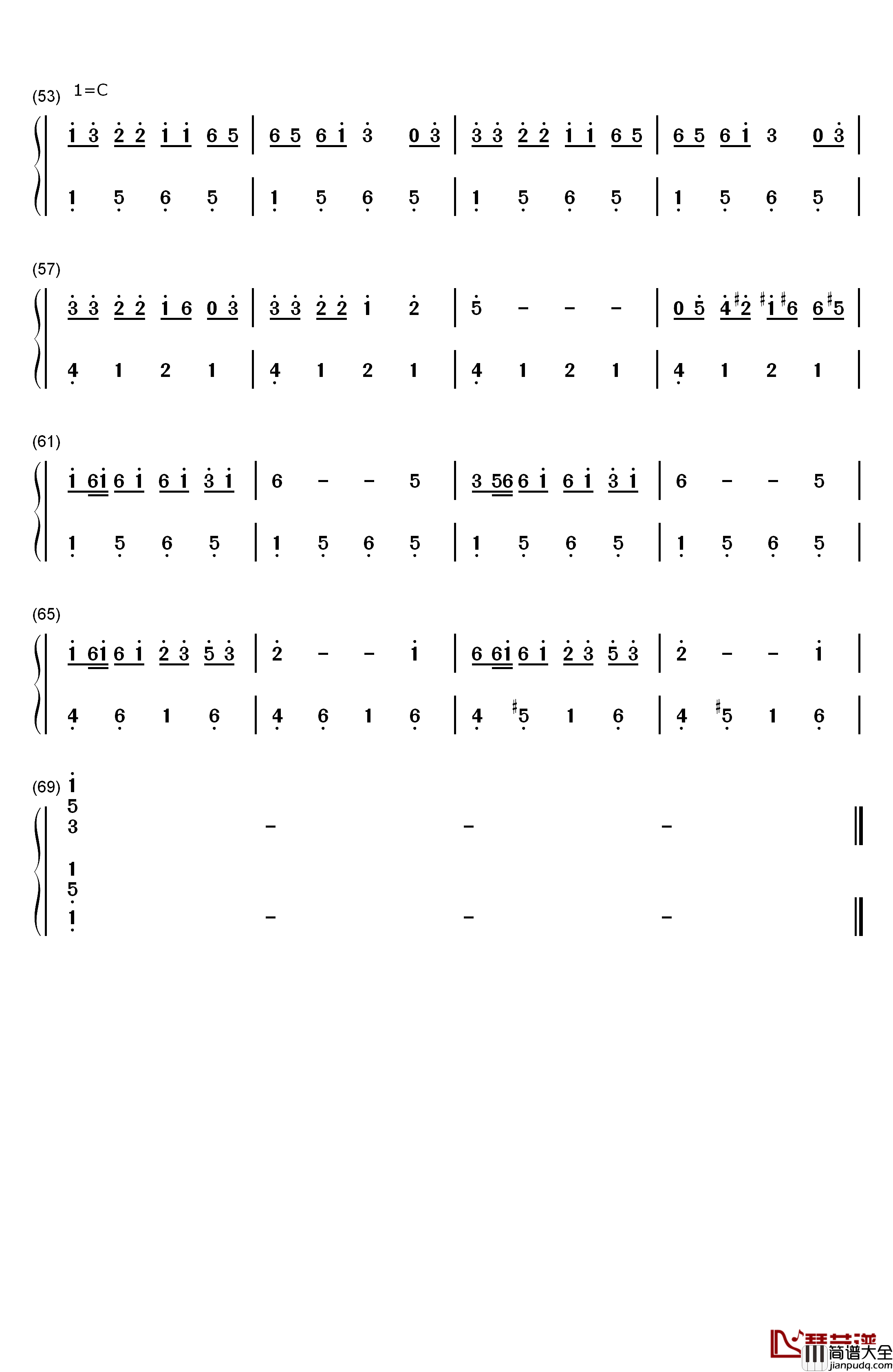 有一个姑娘钢琴简谱_数字双手_赵薇