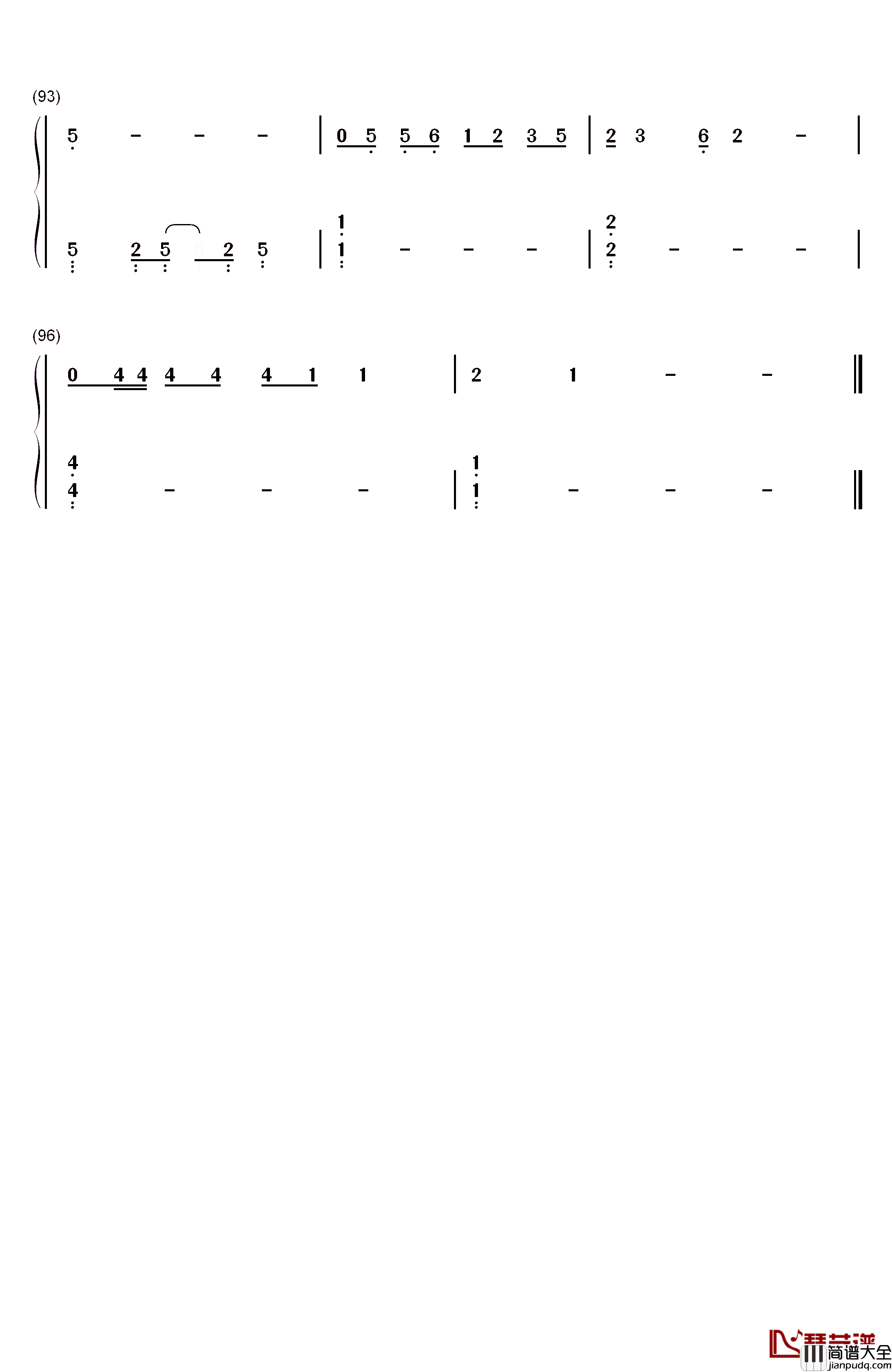 彩虹下面钢琴简谱_数字双手_赵雷