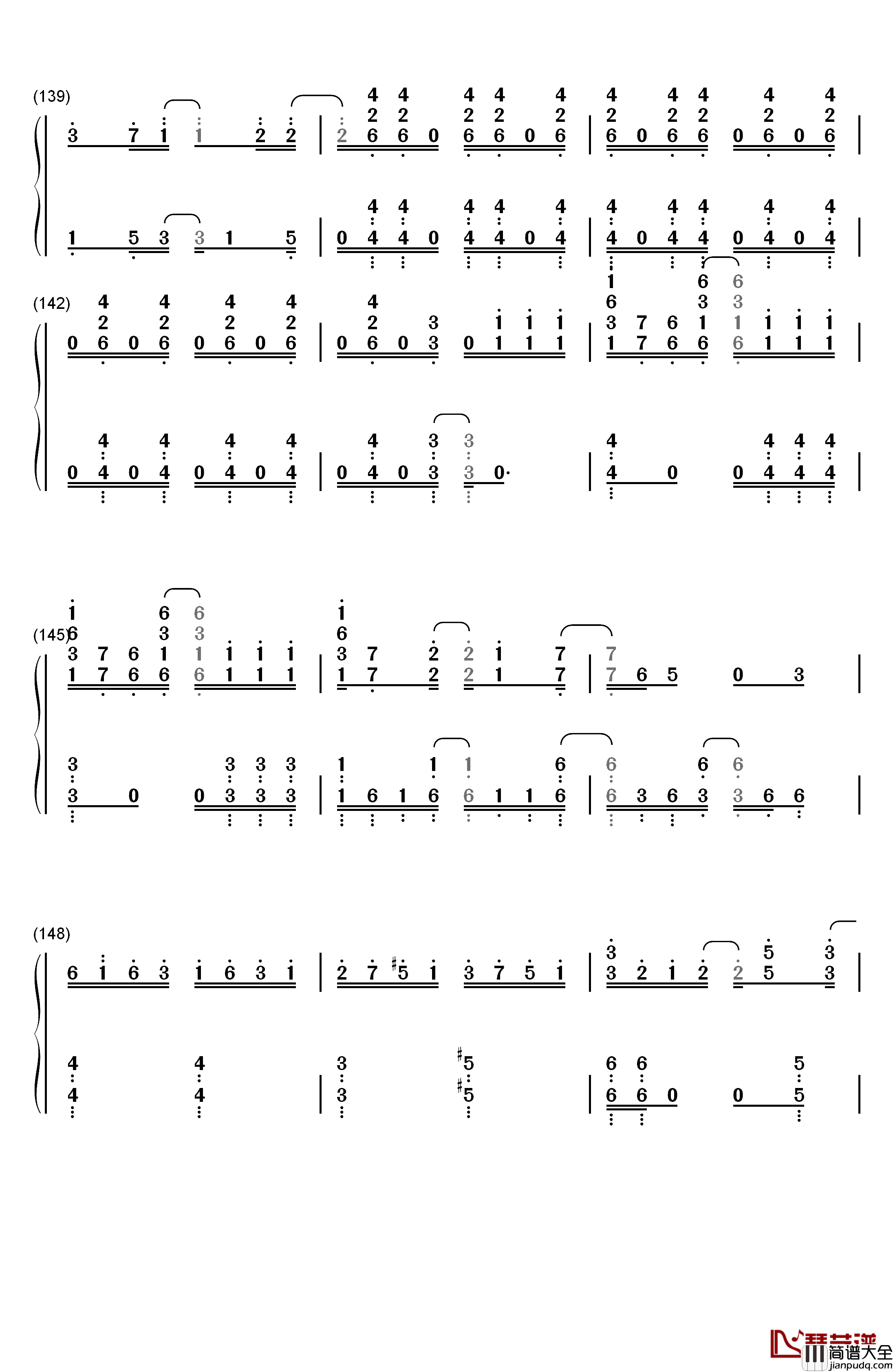 セツナドライブ钢琴简谱_数字双手_IA