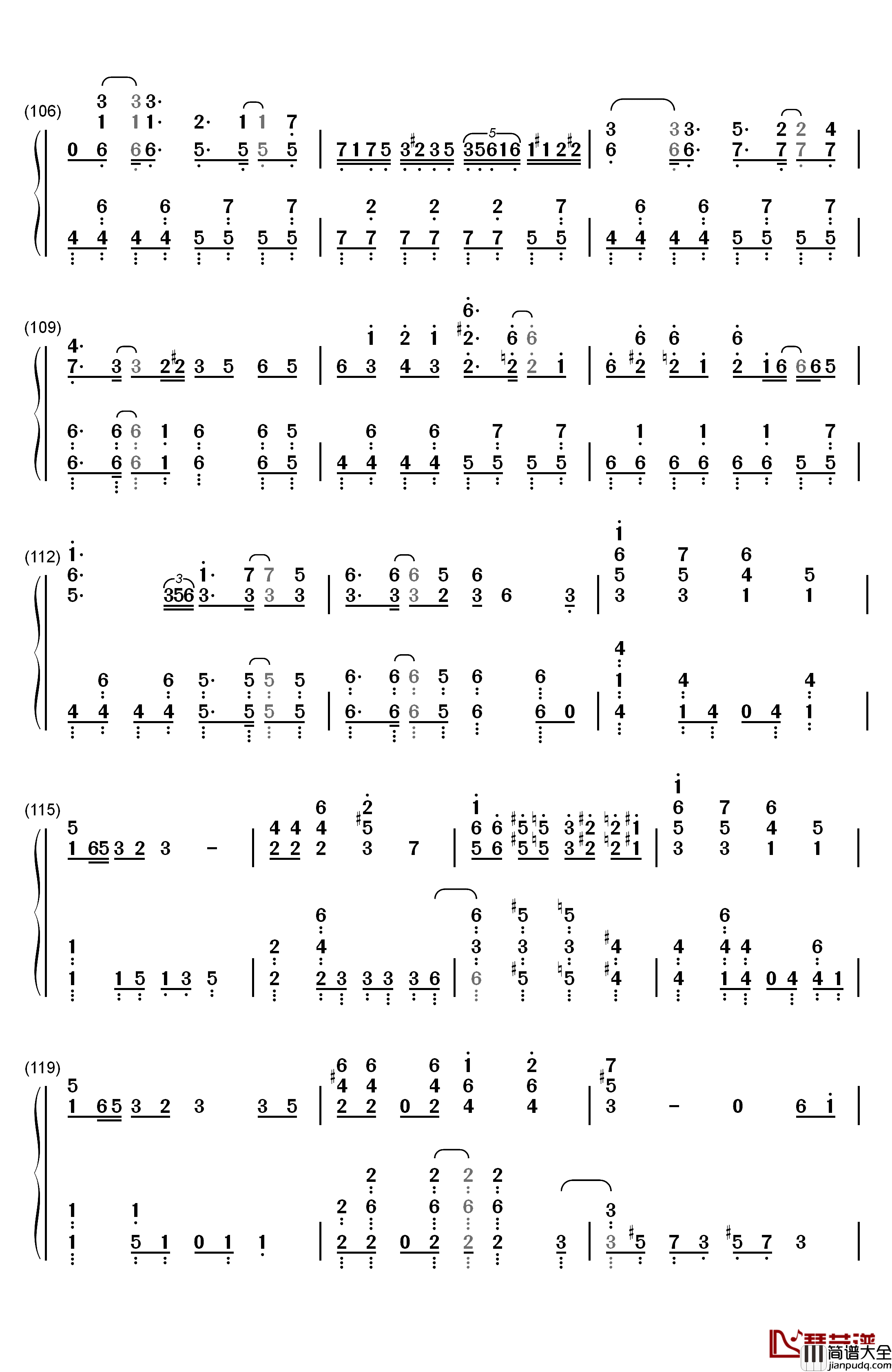 千本樱钢琴简谱_数字双手_触手猴