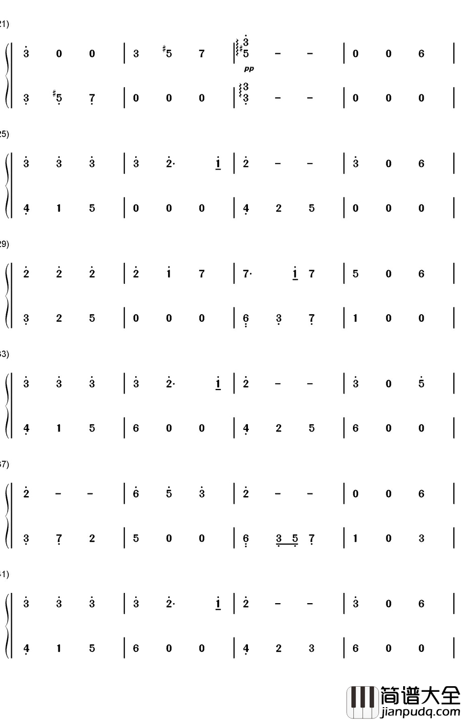 锦鲤抄钢琴版钢琴简谱_数字双手_云の泣__银临