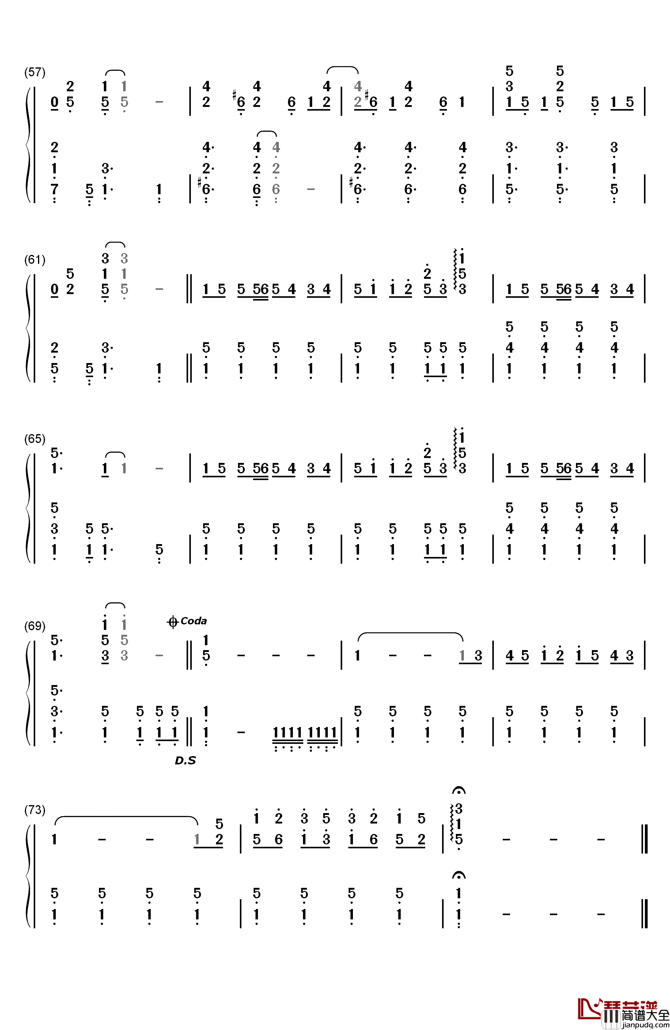 Together钢琴简谱_数字双手_秋好文惠