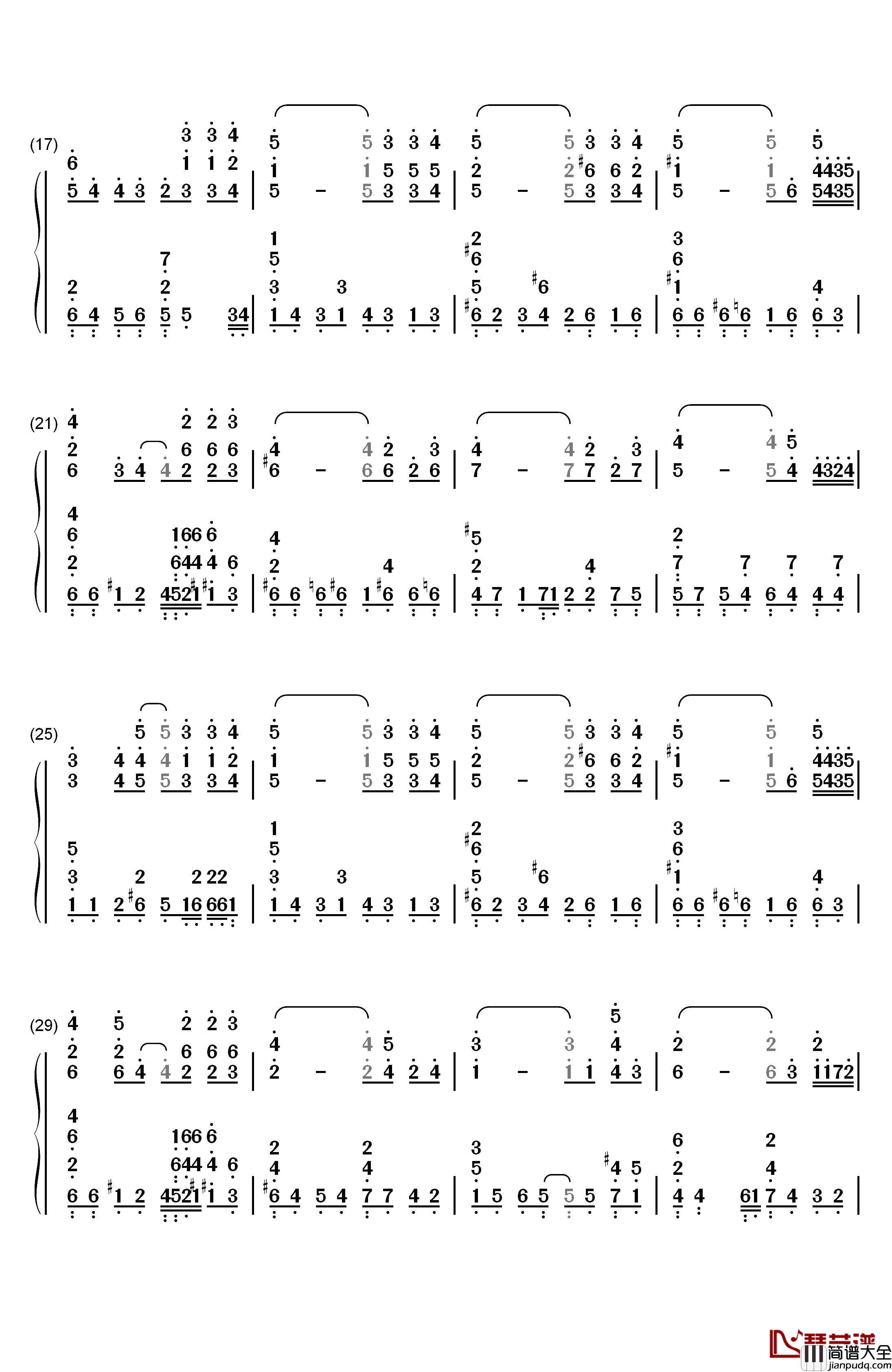 藤崎诗织的主题钢琴简谱_数字双手_藤崎诗织