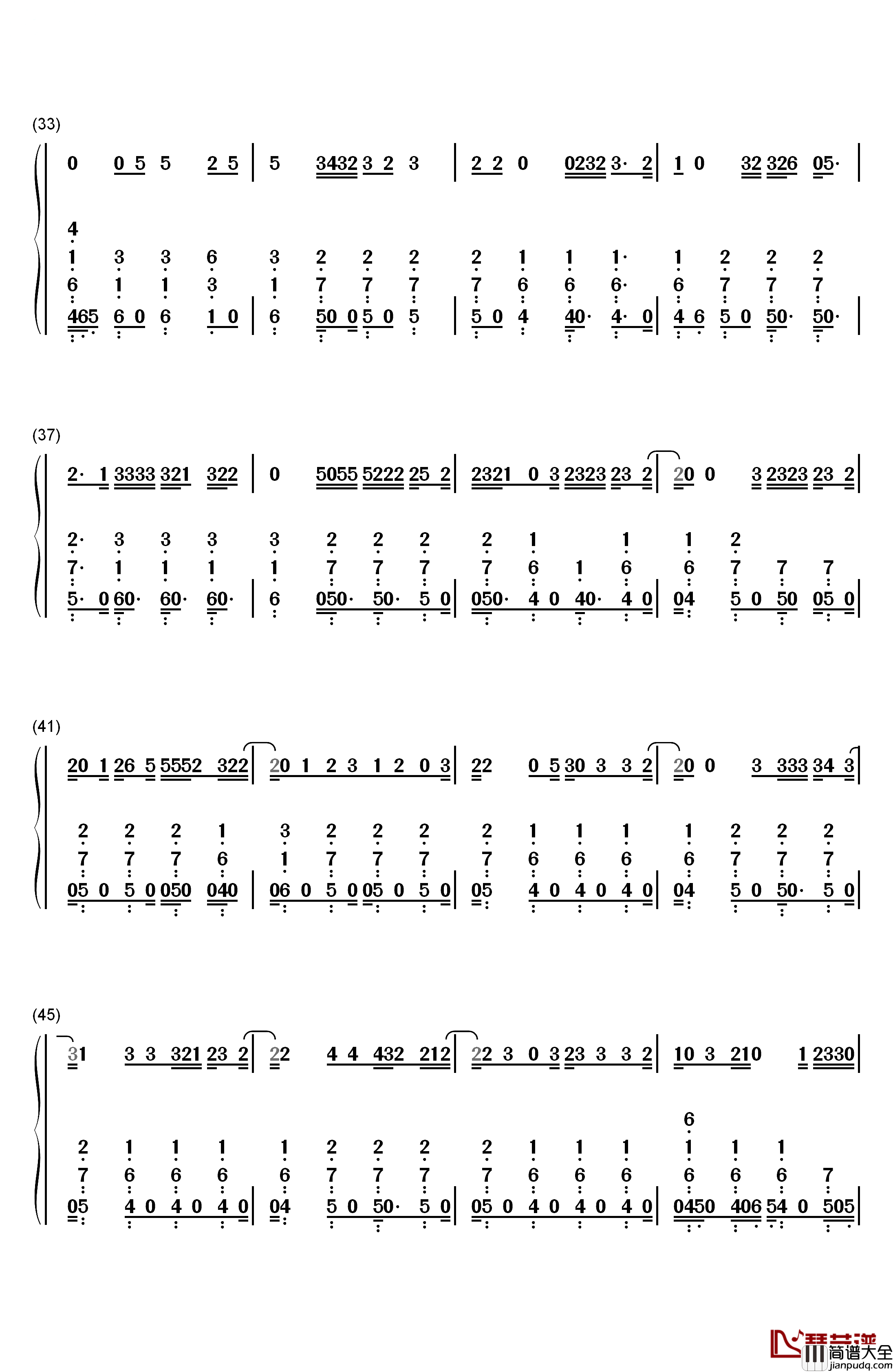 Privacy钢琴简谱_数字双手_Chris_Brown