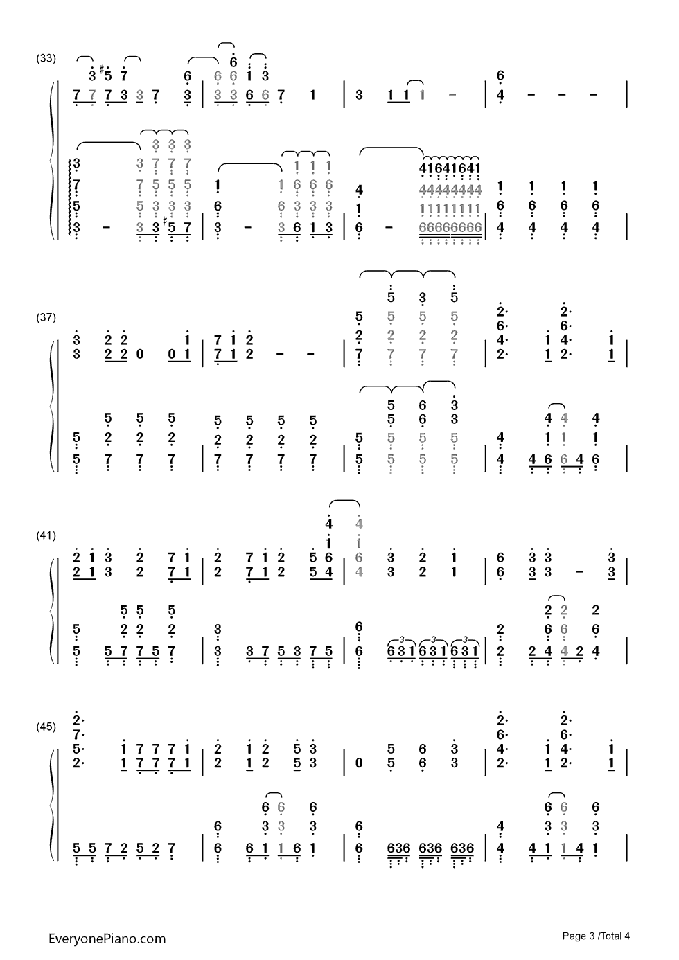 カラフル钢琴简谱_数字双手_沢井美空