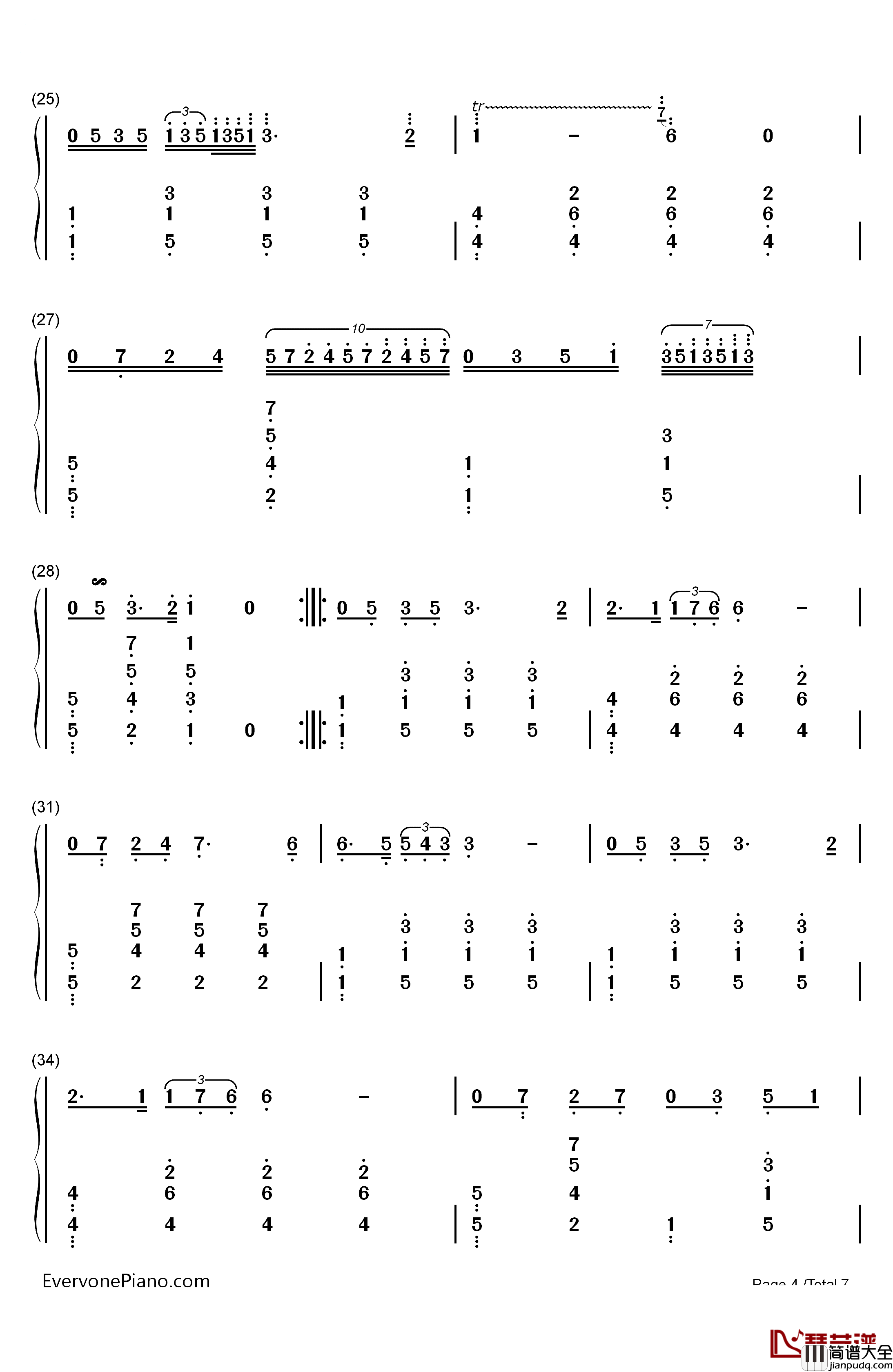 少女的祈祷钢琴简谱_数字双手_巴达捷芙斯卡(Badarzewska)