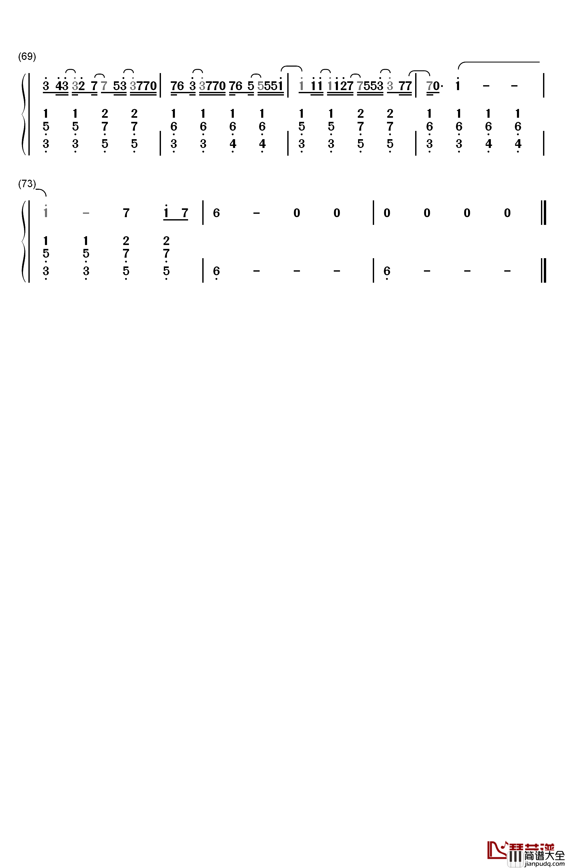 Human钢琴简谱_数字双手_Christina_Perri