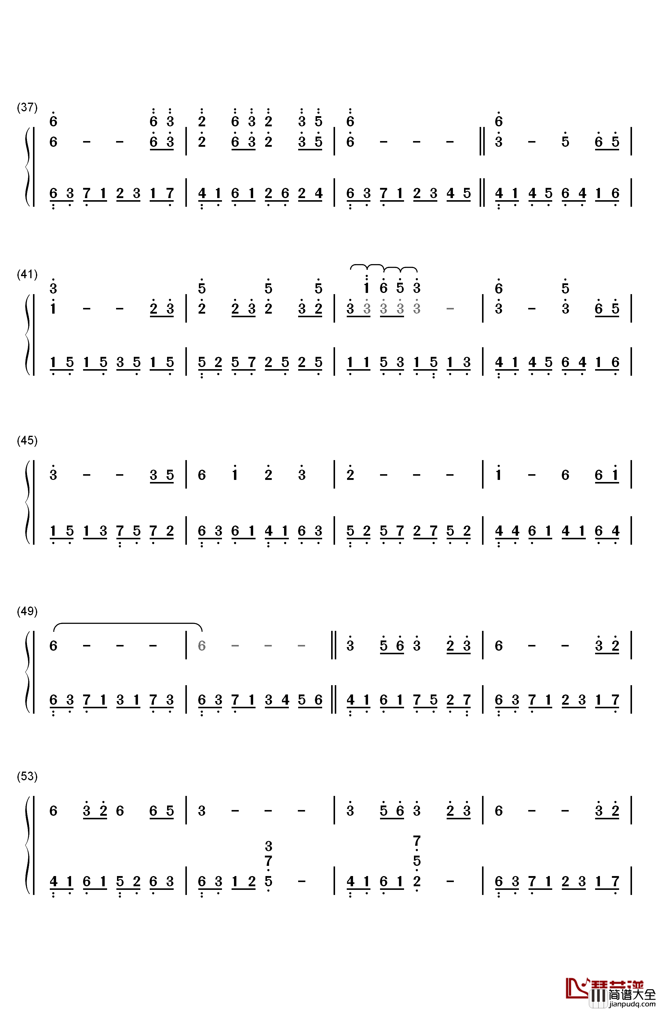 宁月钢琴简谱_数字双手_贾鹏芳