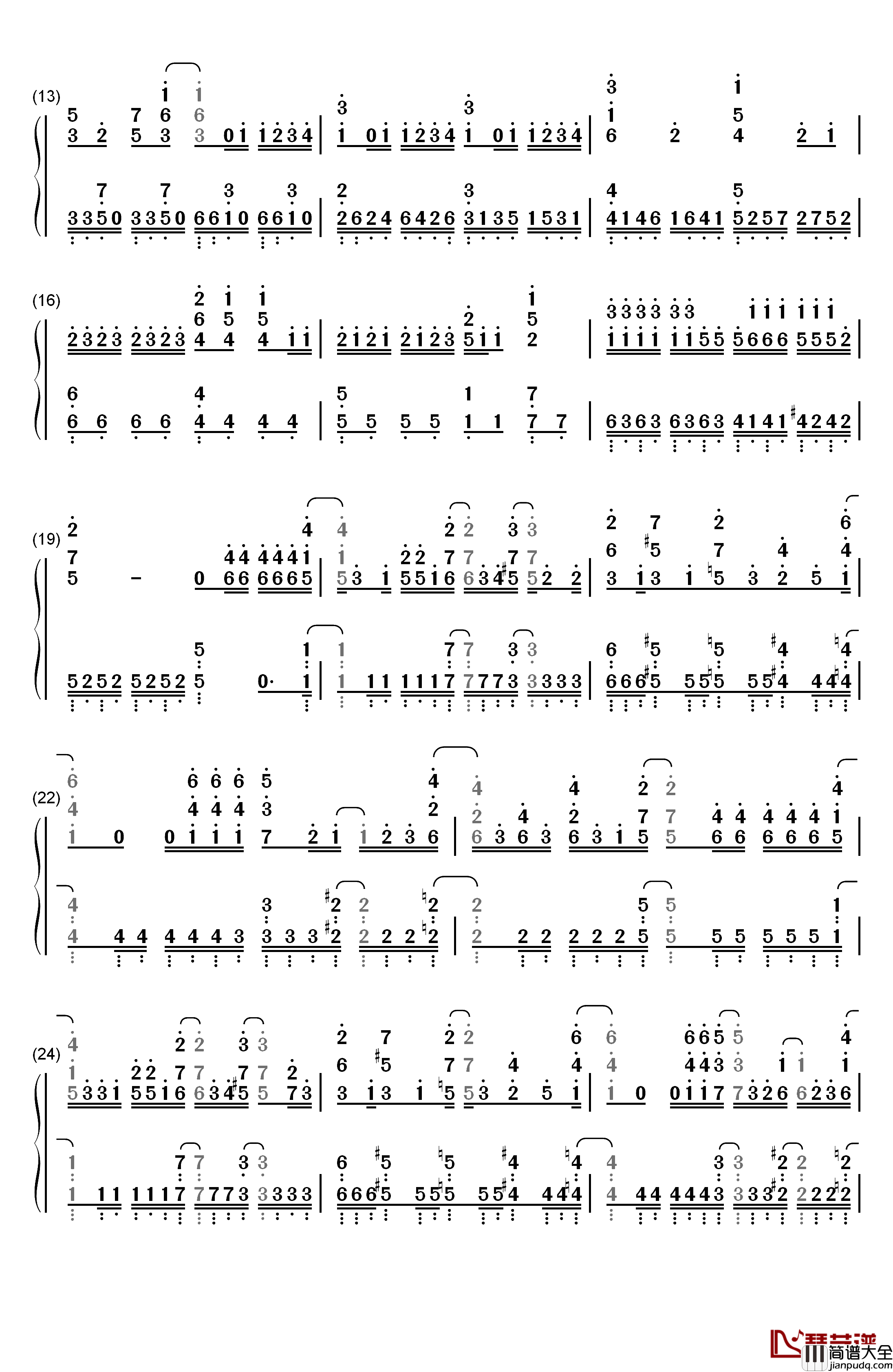 Union钢琴简谱_数字双手_OxT