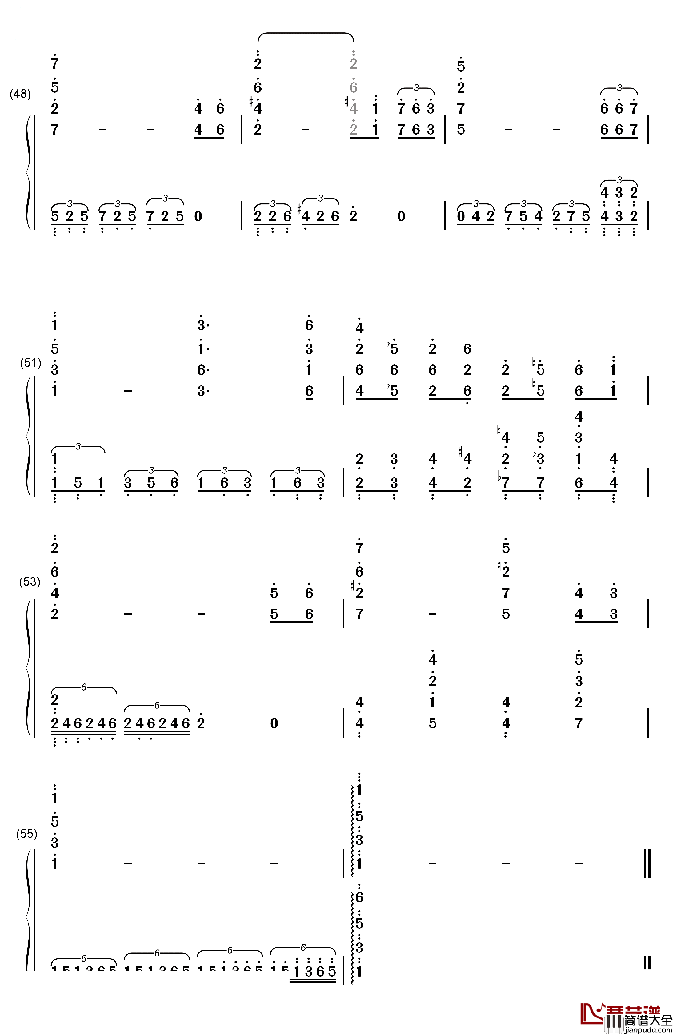 我爱你中国钢琴简谱_数字双手_叶佩英