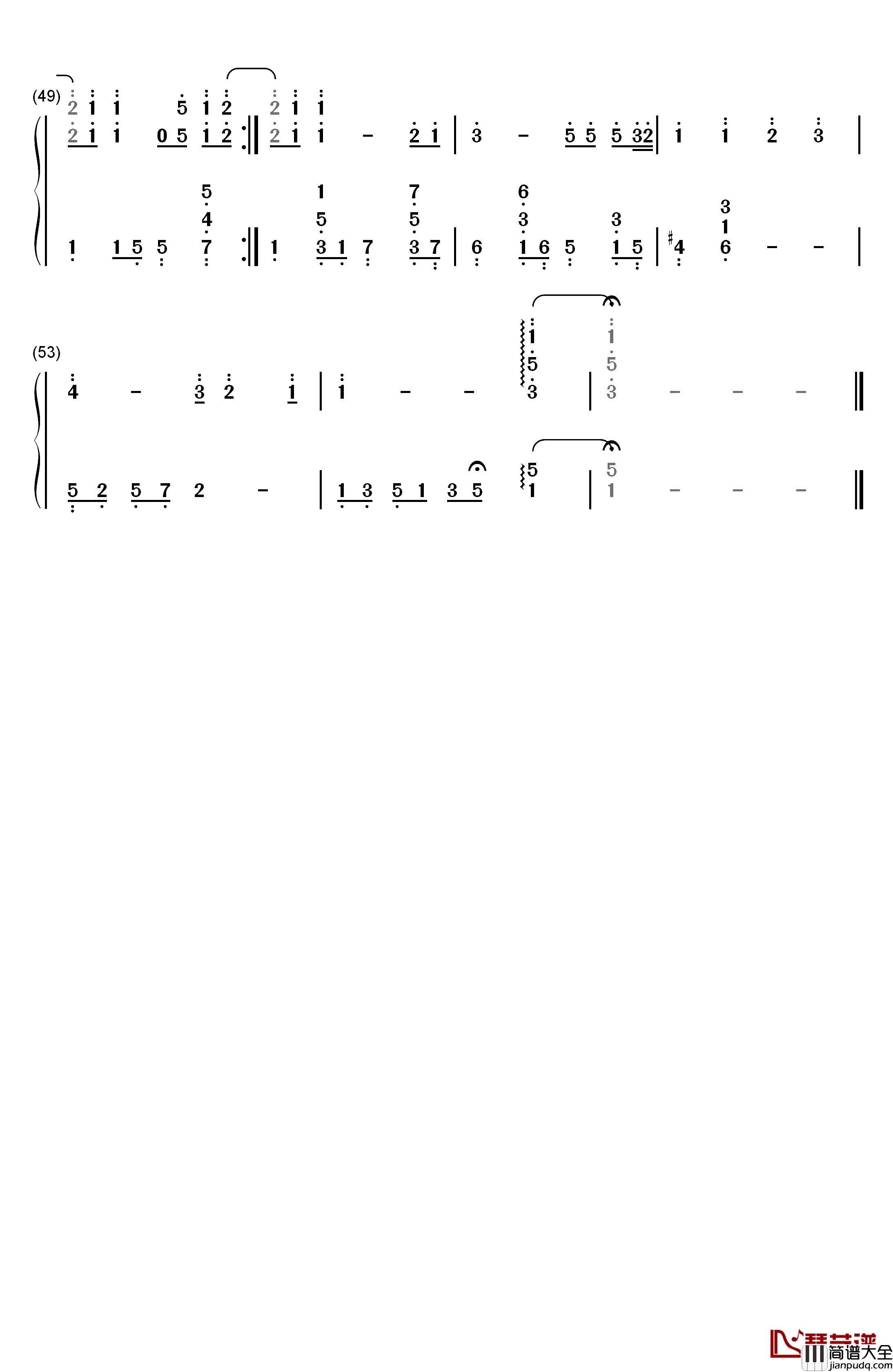 遥远的她钢琴简谱_数字双手_张学友