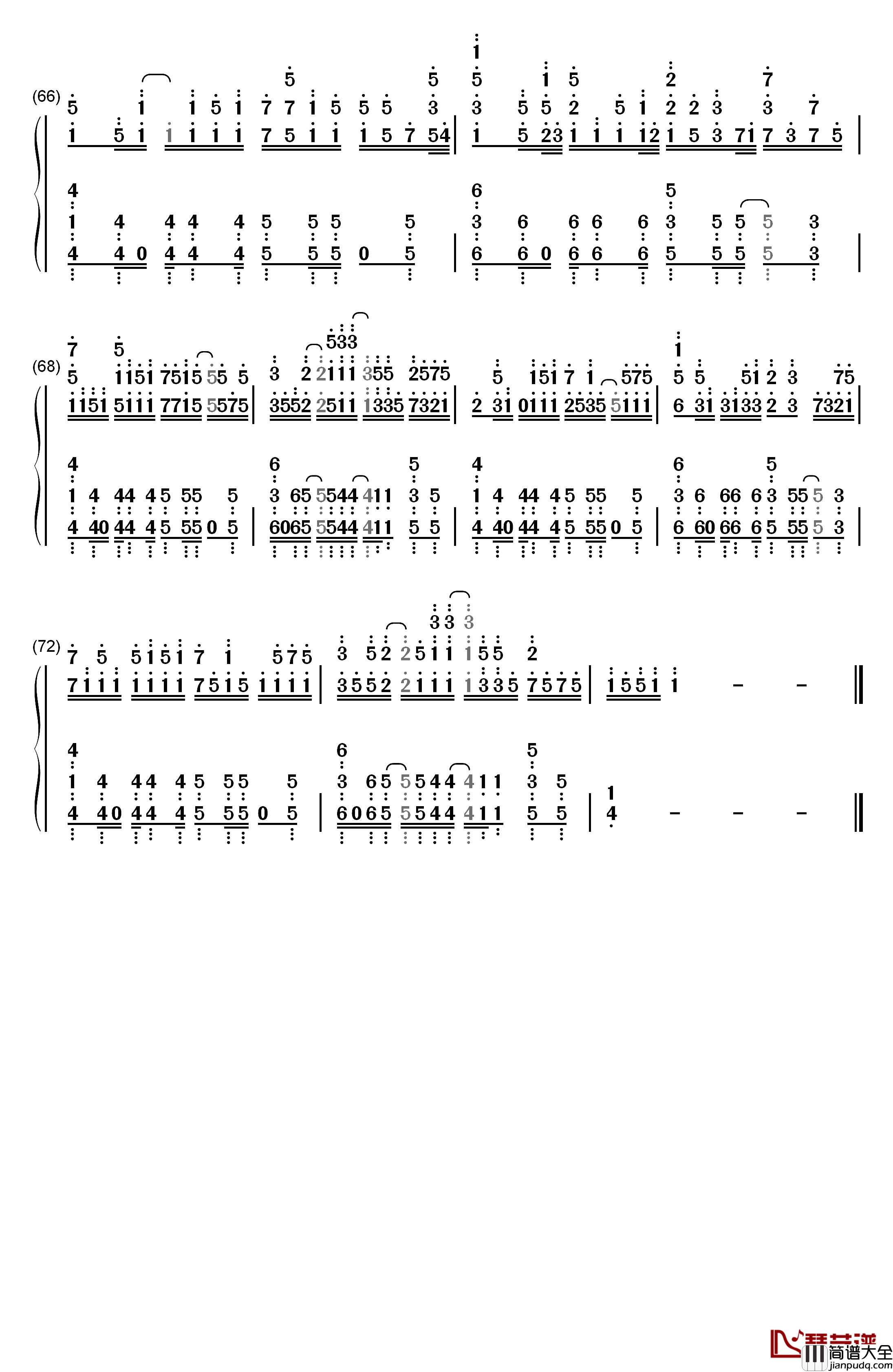 ふわふわ♪钢琴简谱_数字双手_牧野由依