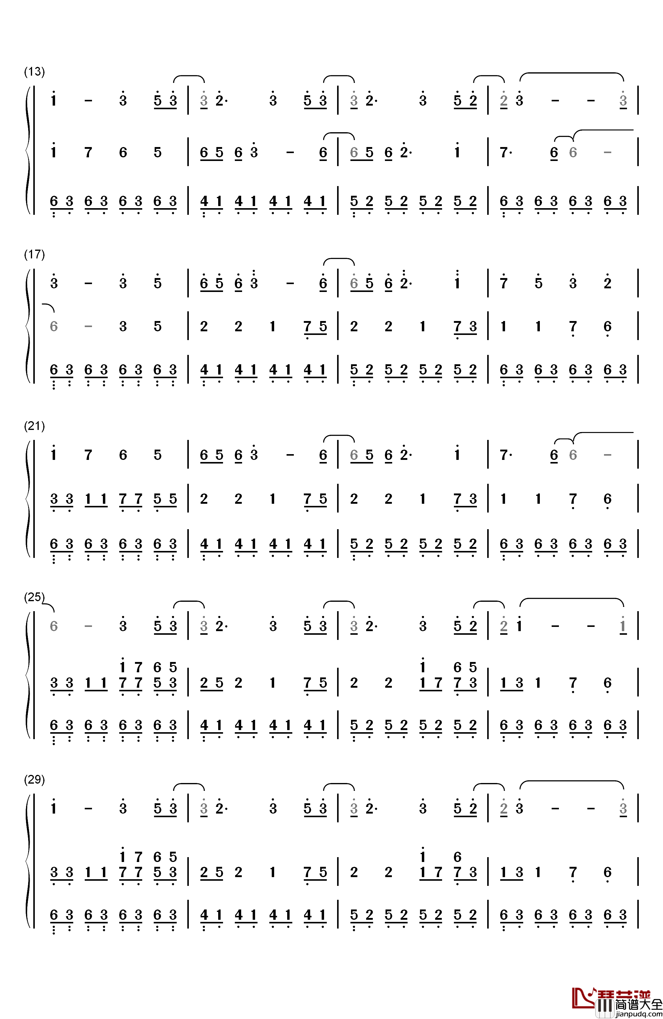 幻昼钢琴简谱_数字双手_Shirfine