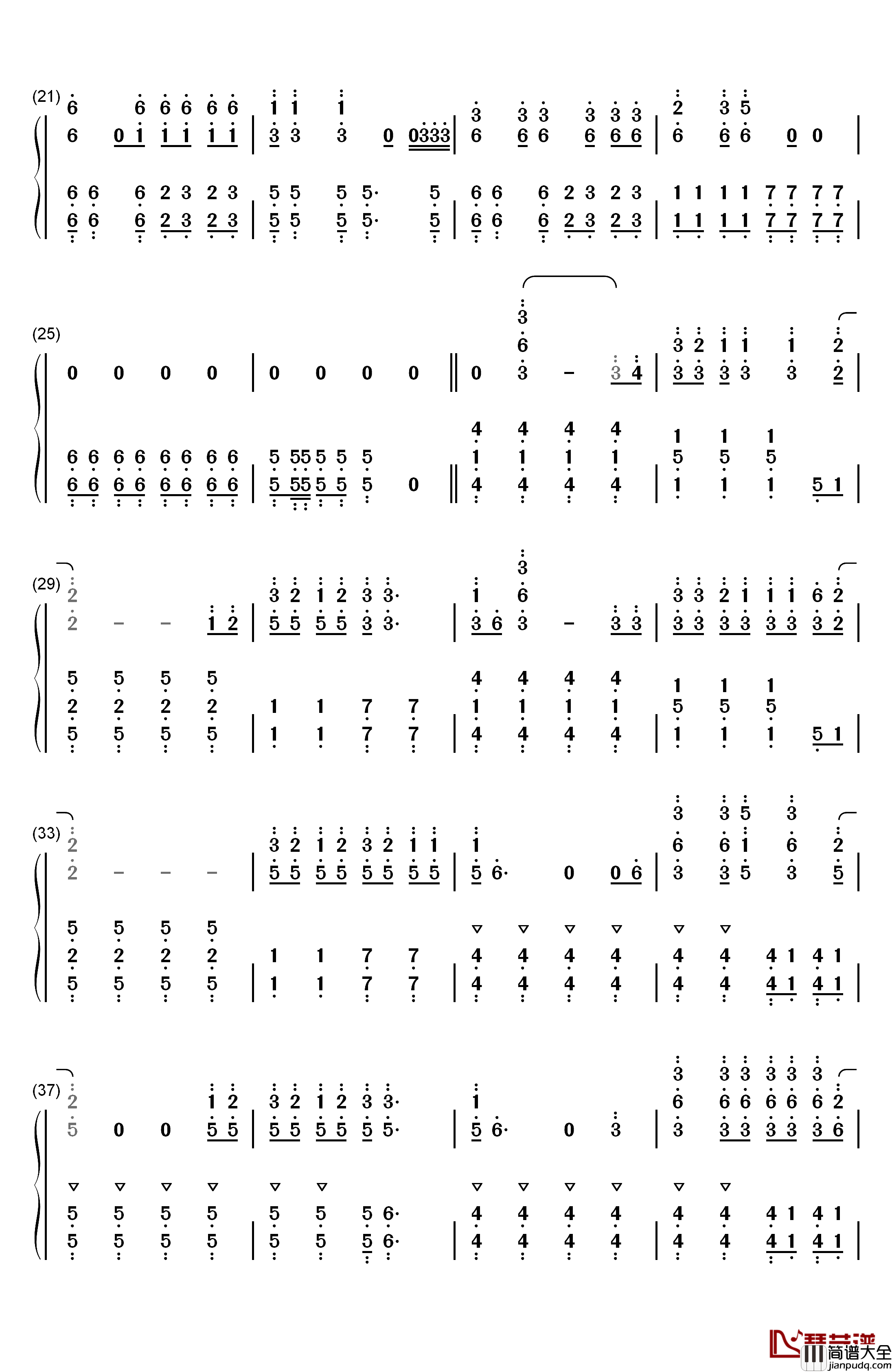 Misery_Business钢琴简谱_数字双手_Paramore