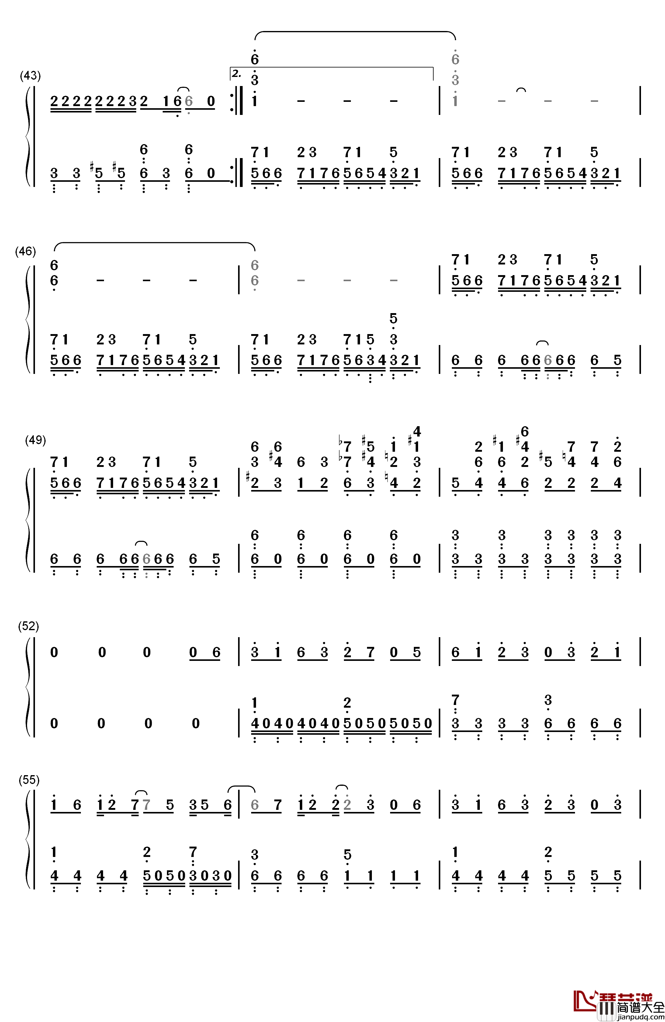 ドーナツホール钢琴简谱_数字双手_GUMI