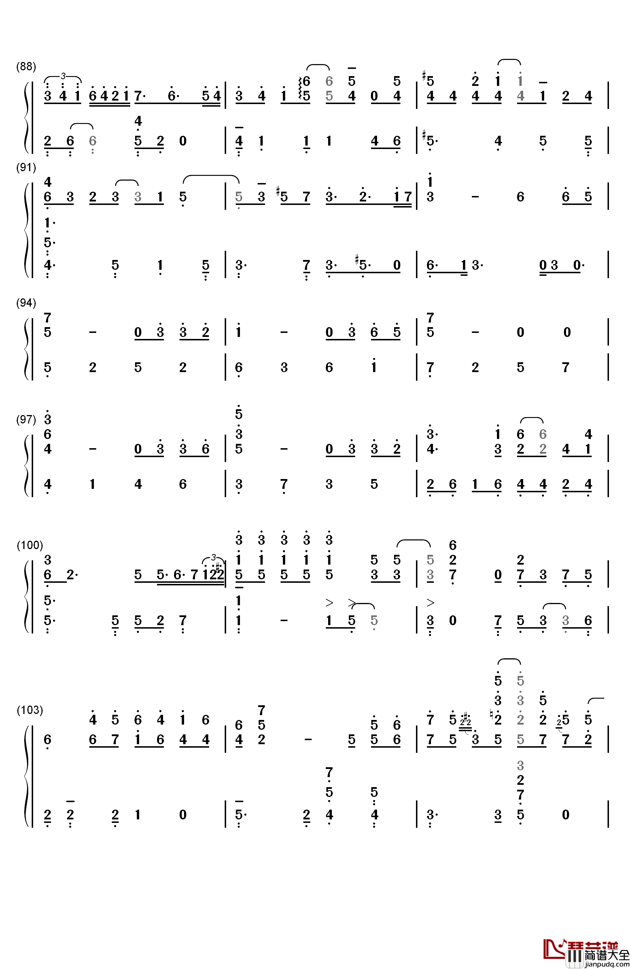 可曾记得爱钢琴简谱_数字双手_饭岛真理