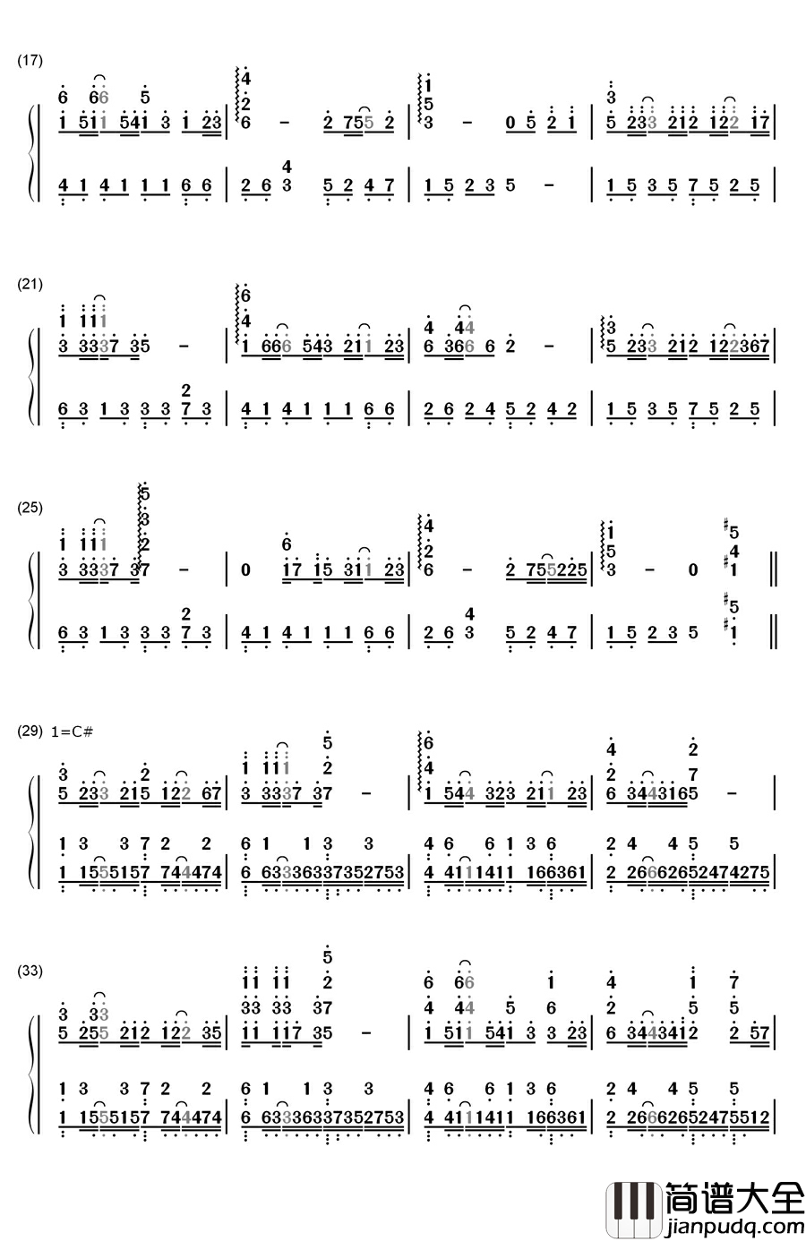 Stay_Forever钢琴简谱_数字双手_未知