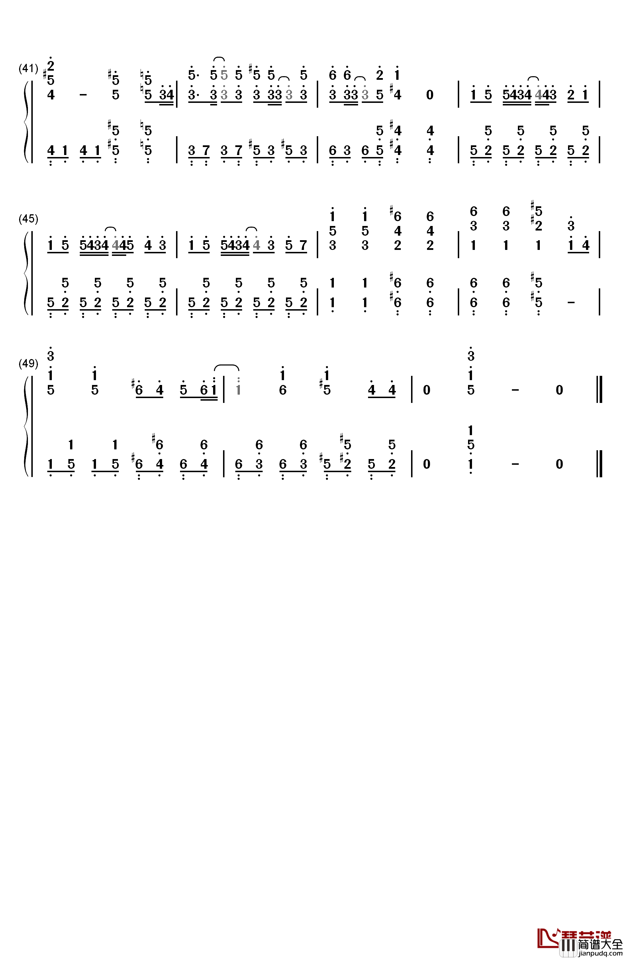 青空のラプソディ_钢琴简谱_数字双手_Fhána