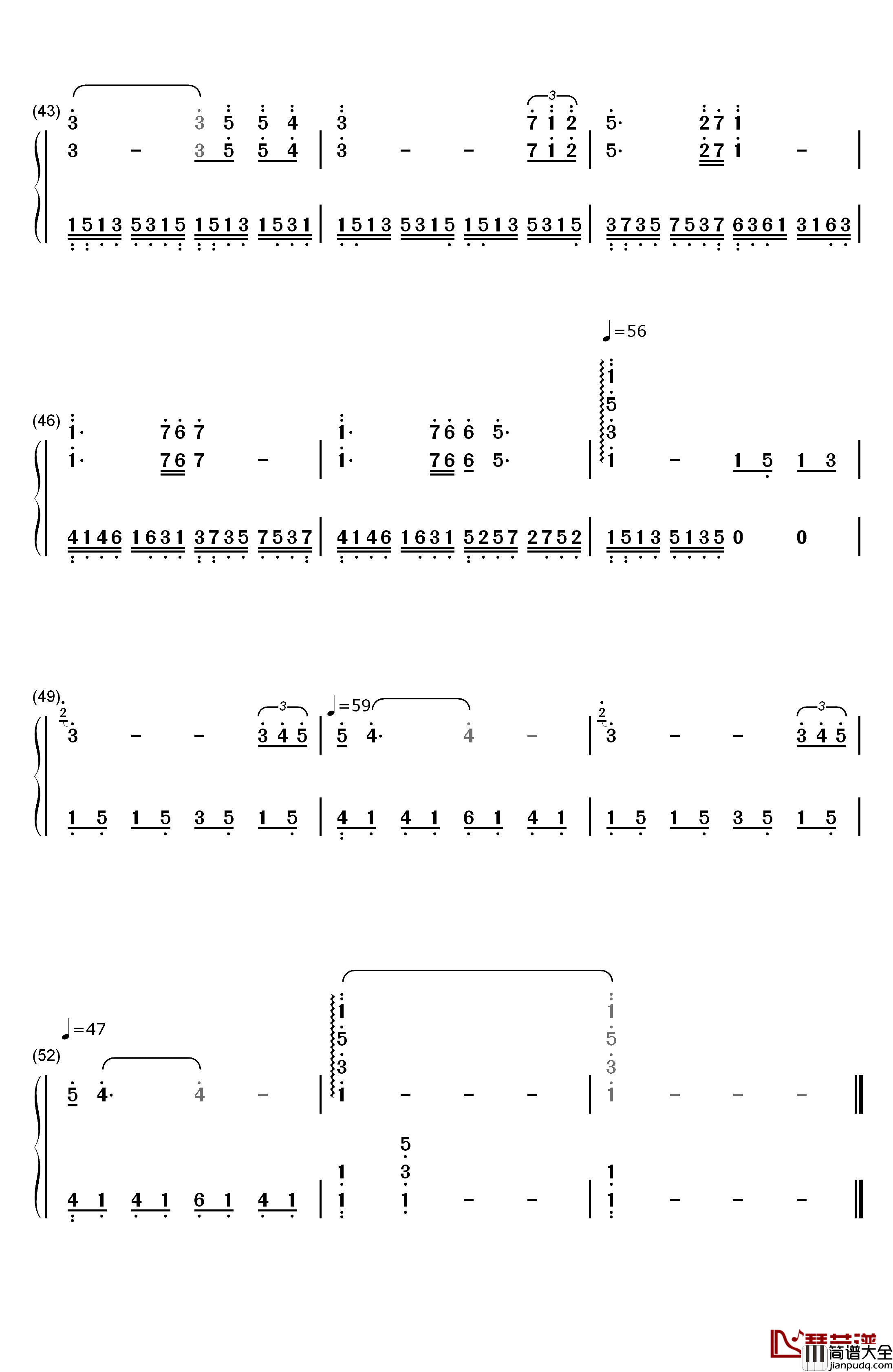 无尽的爱钢琴简谱_数字双手_班得瑞