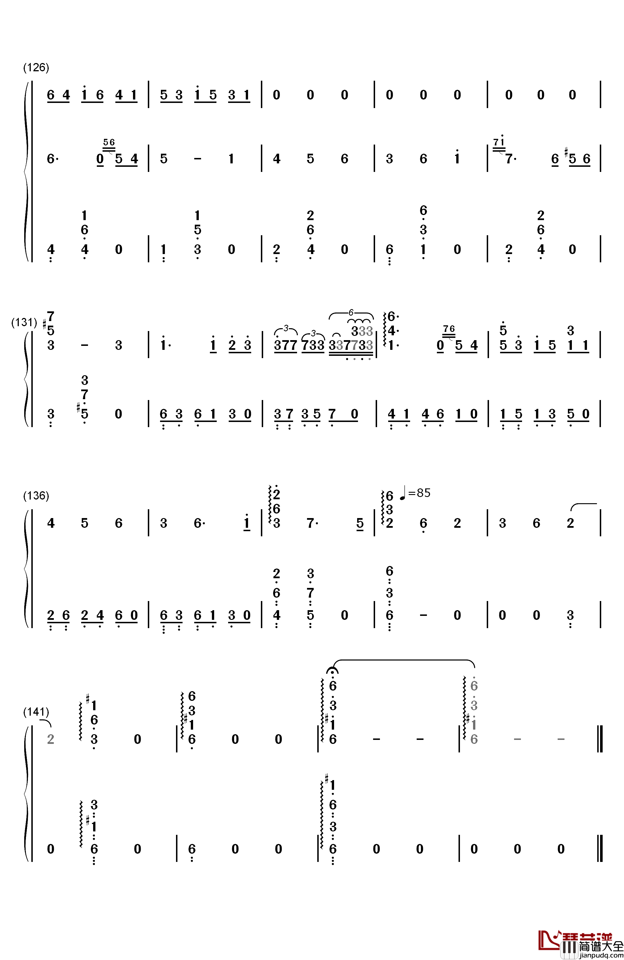 别了夏天钢琴简谱_数字双手_手嶌葵