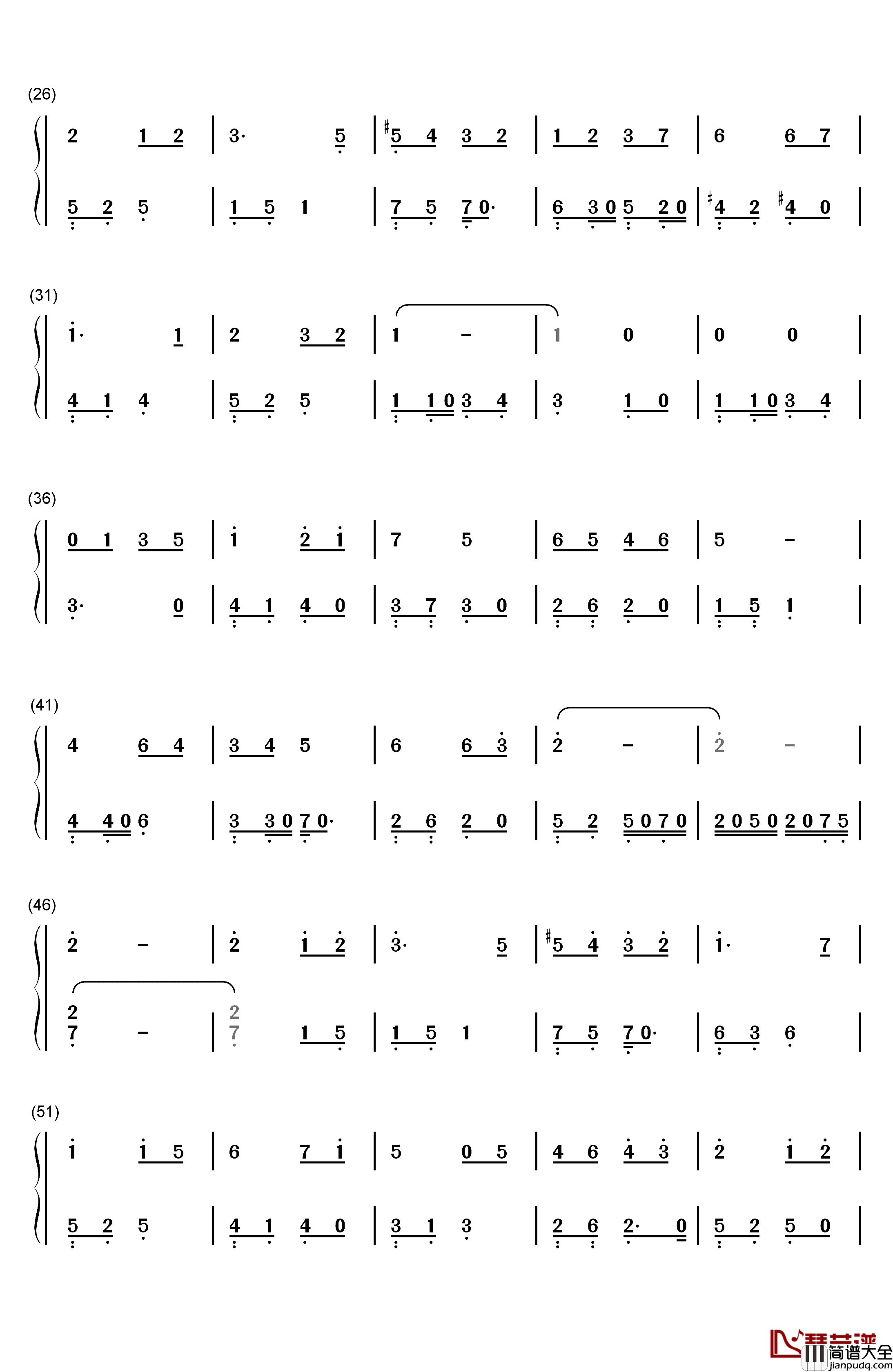 悄悄告诉你钢琴简谱_数字双手_范玮琪