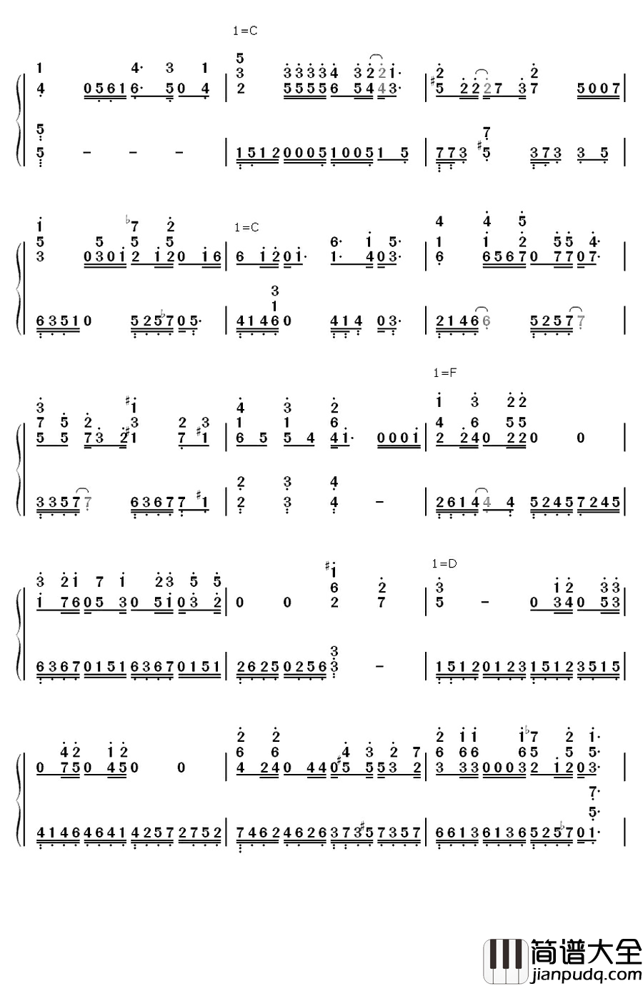 呼吸钢琴简谱_数字双手_CHEN&张力尹