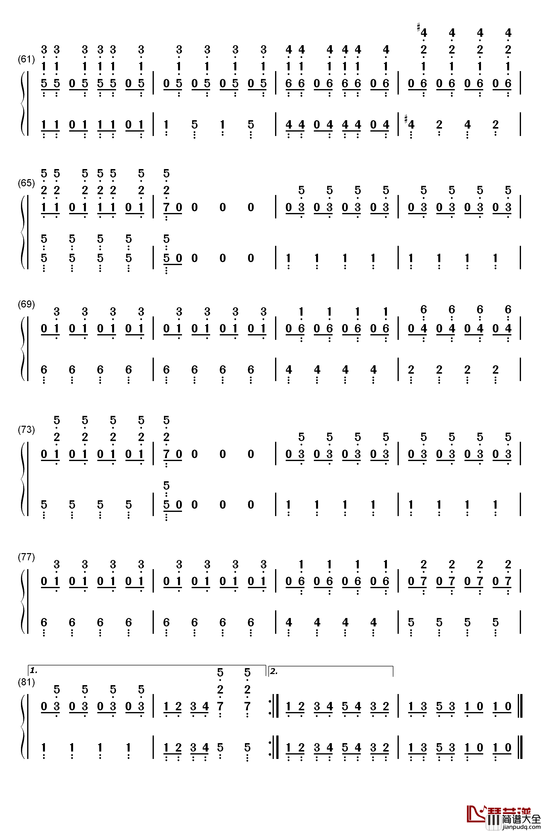 大家来跳舞钢琴简谱_数字双手_B.B.QUEENS