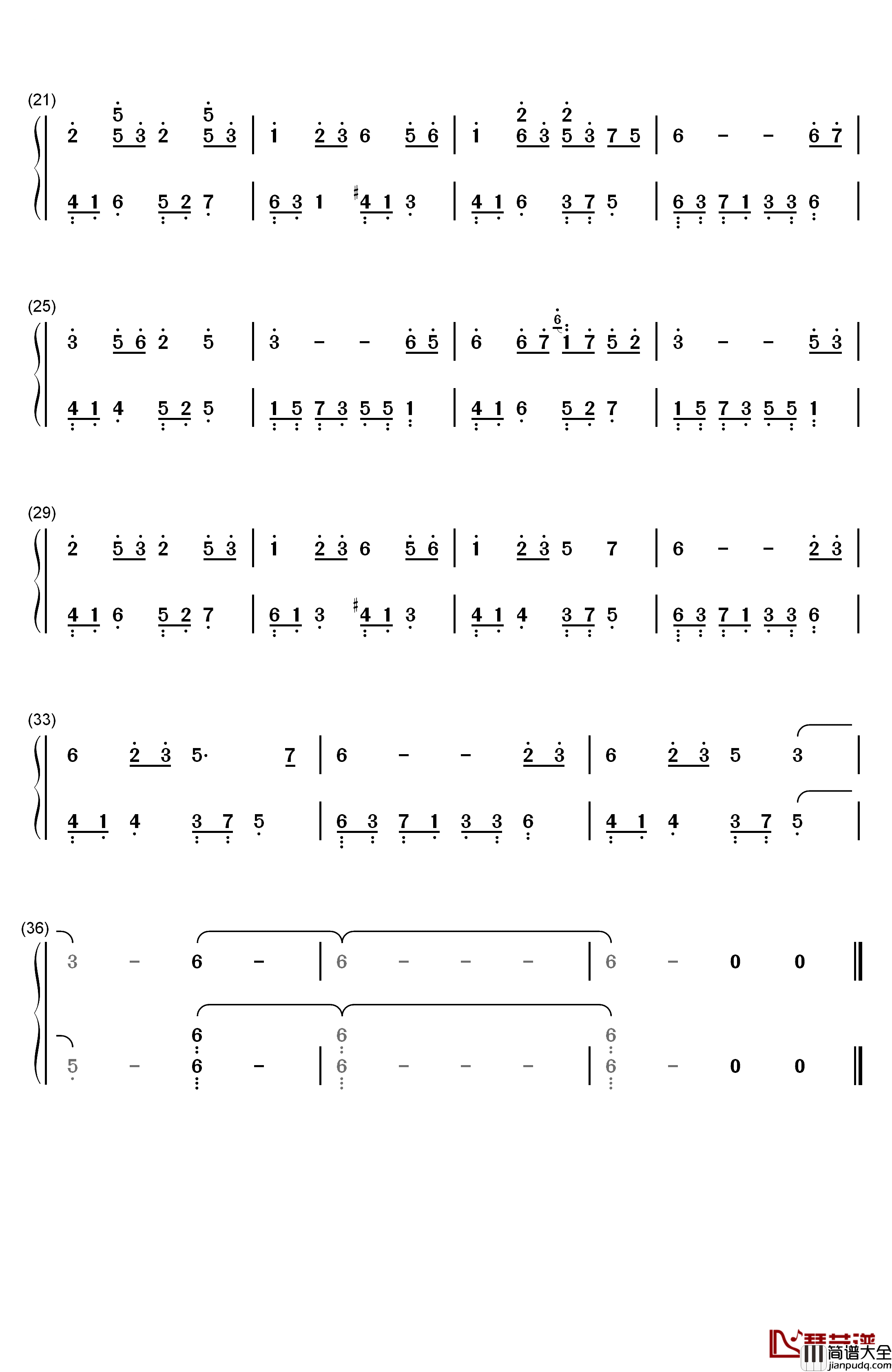 遗忘钢琴简谱_数字双手_石进