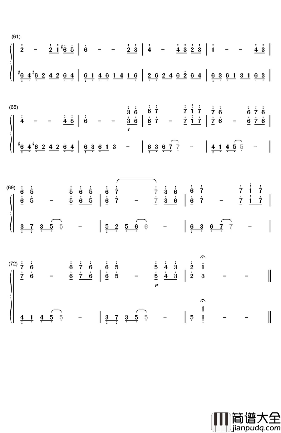 银色钢琴简谱_数字双手_麻枝准