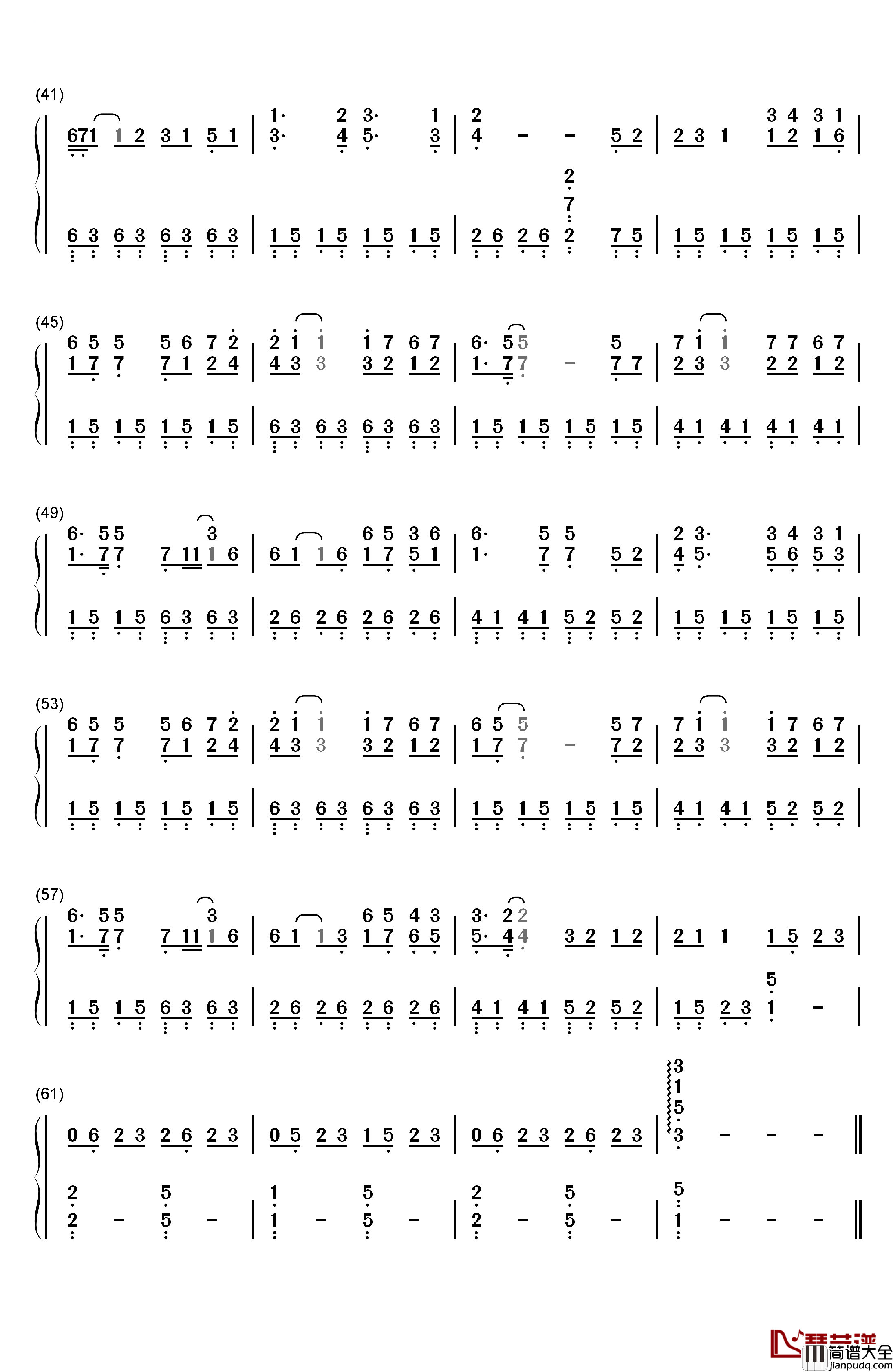 珊瑚海钢琴简谱_数字双手_周杰伦__梁心颐