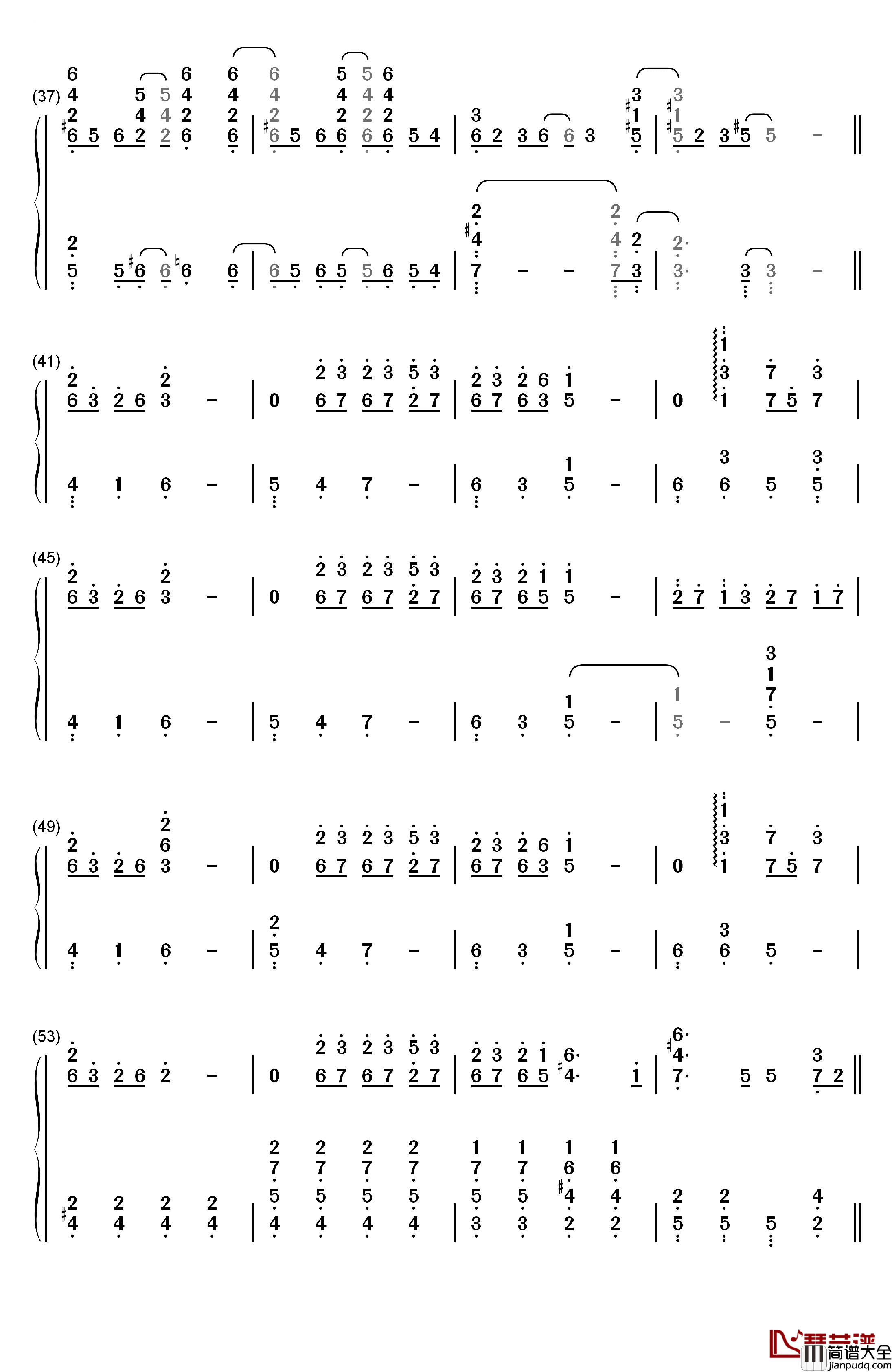 Forbidden_Colours钢琴简谱_数字双手_坂本龙一