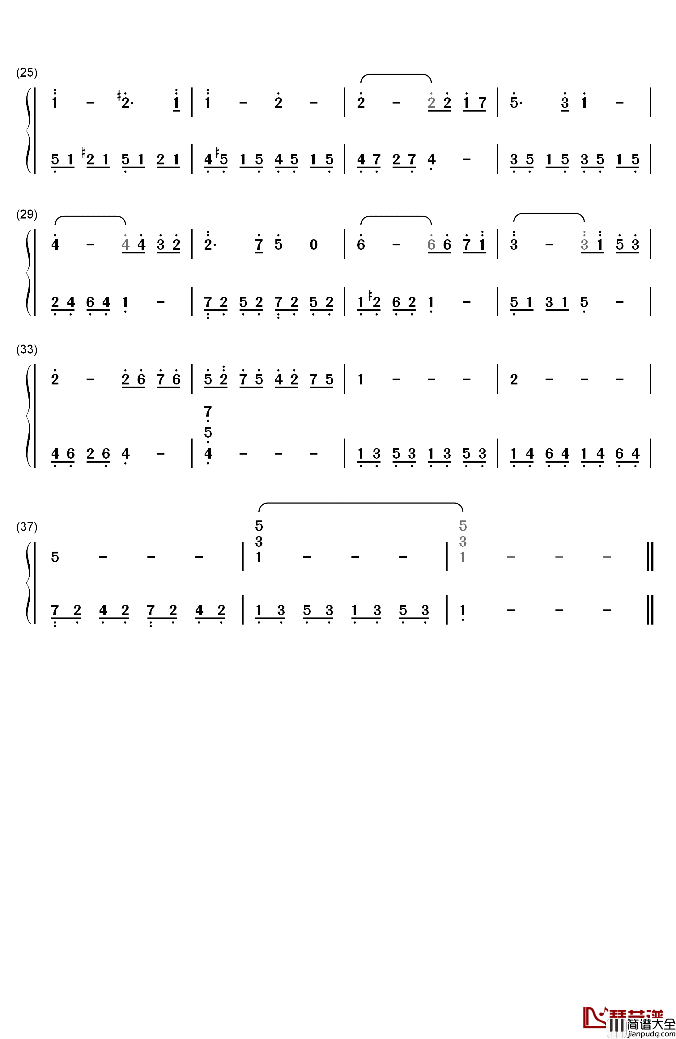 圣母颂钢琴简谱_数字双手_巴赫_古诺