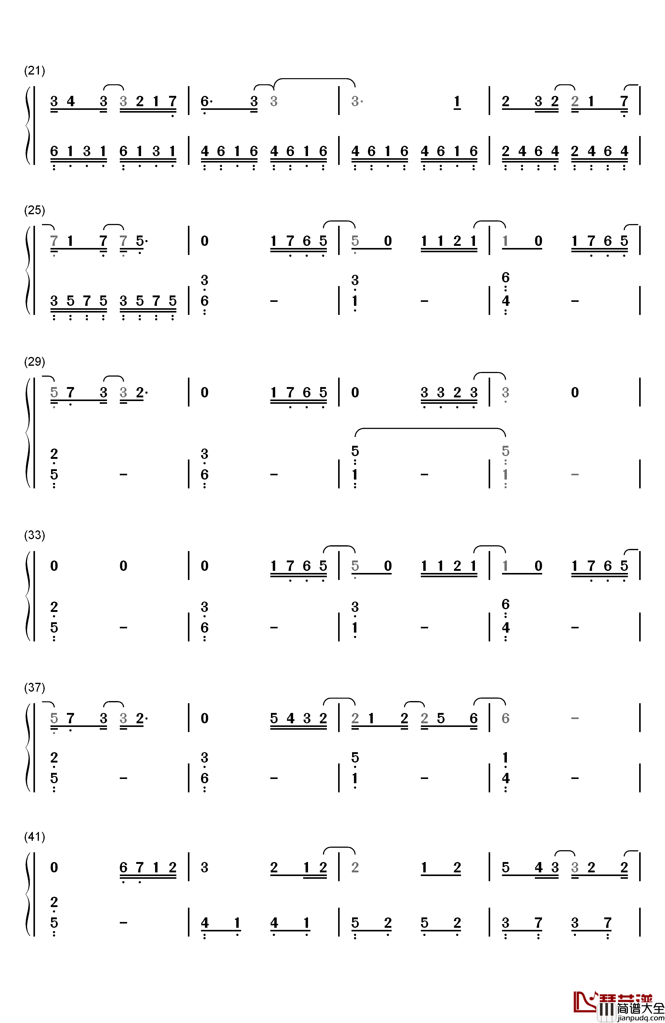 碧き願い钢琴简谱_数字双手_佐坂めぐみ