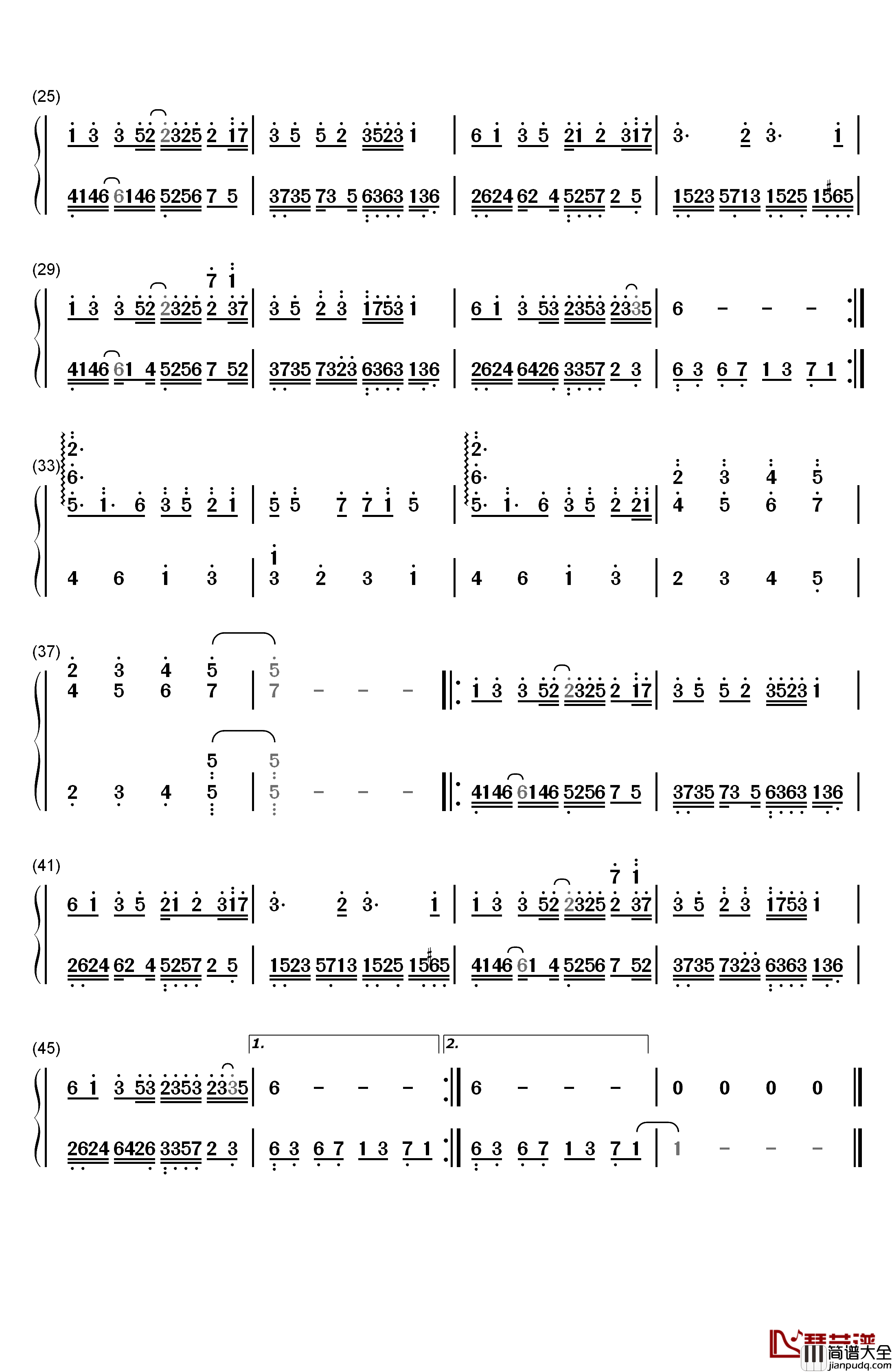 Hometown_and_miss钢琴简谱_数字双手_小周