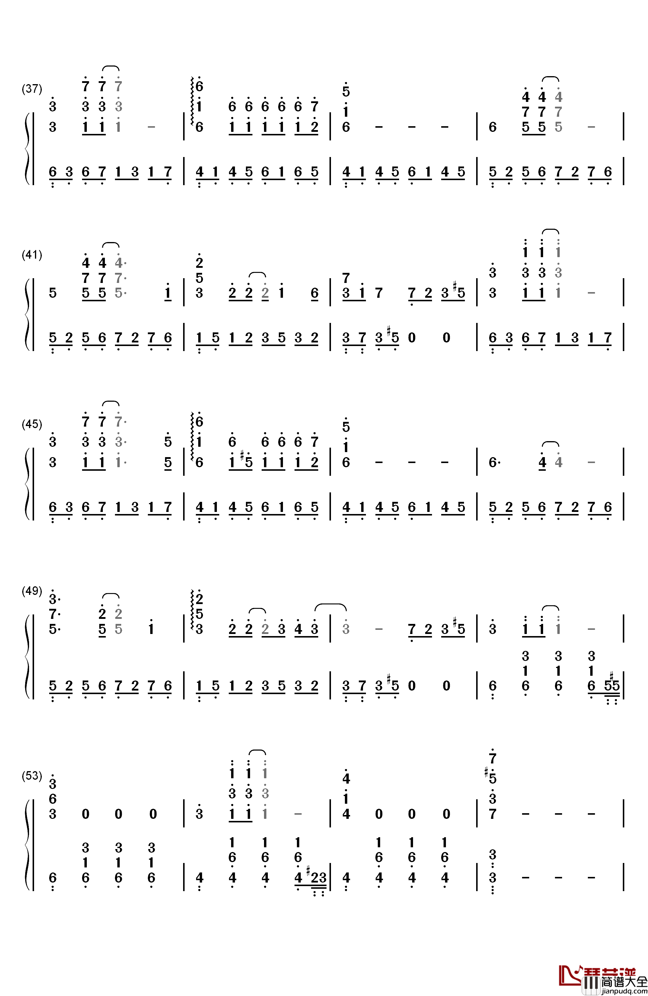 我亲爱的钢琴简谱_数字双手_谭维维