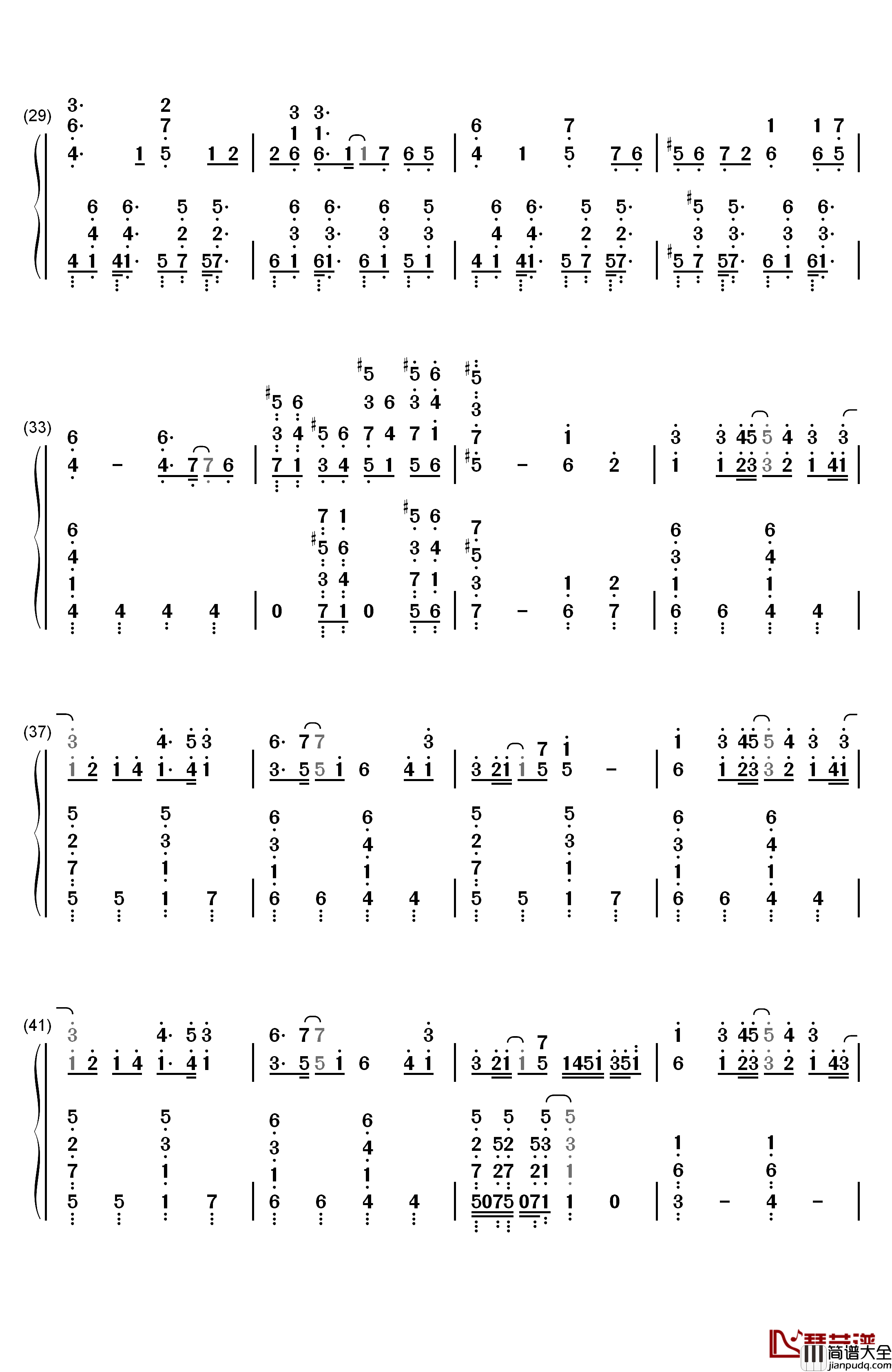 锁の少女钢琴简谱_数字双手_初音ミク