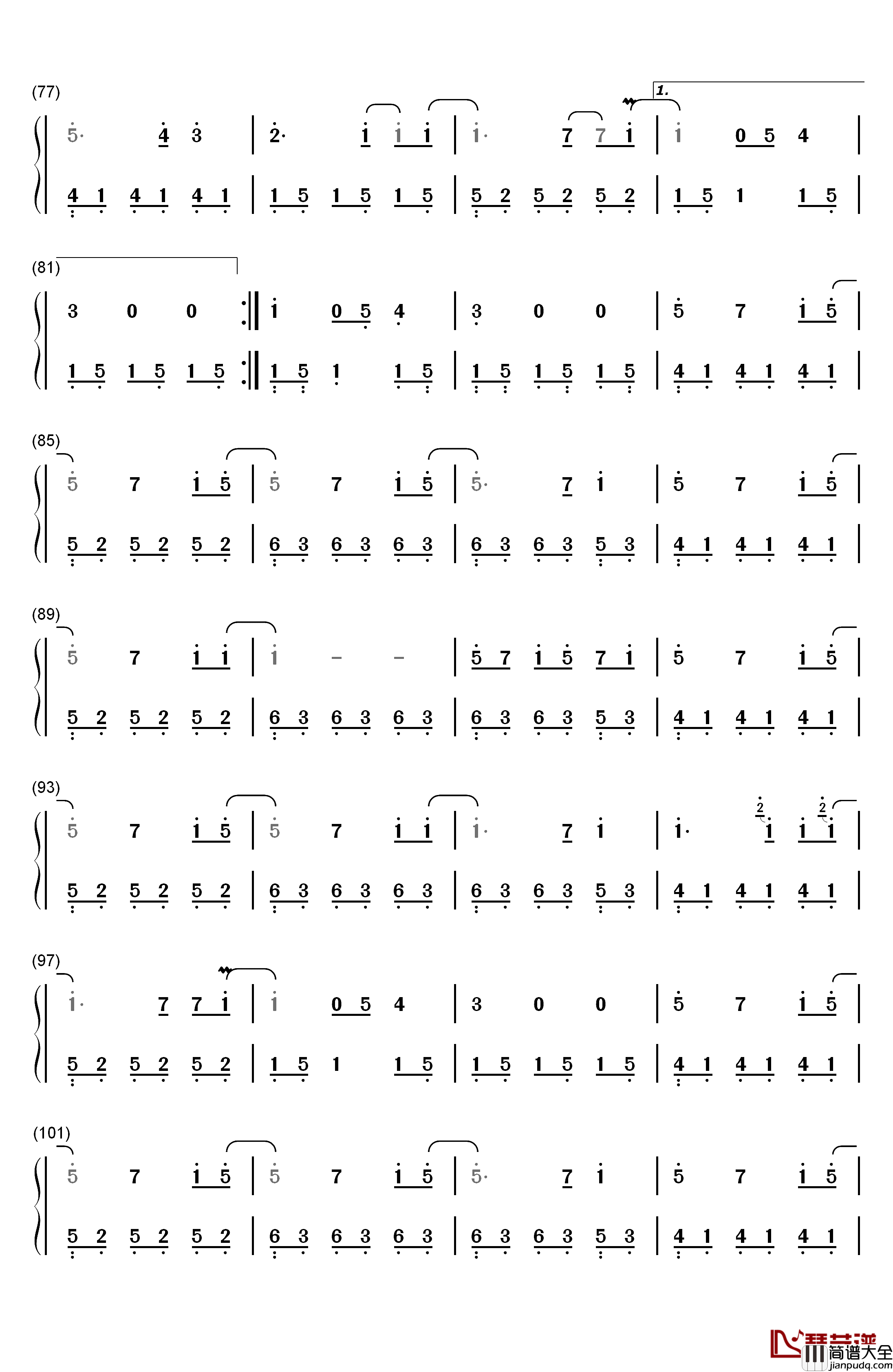 Turning钢琴简谱_数字双手_班得瑞