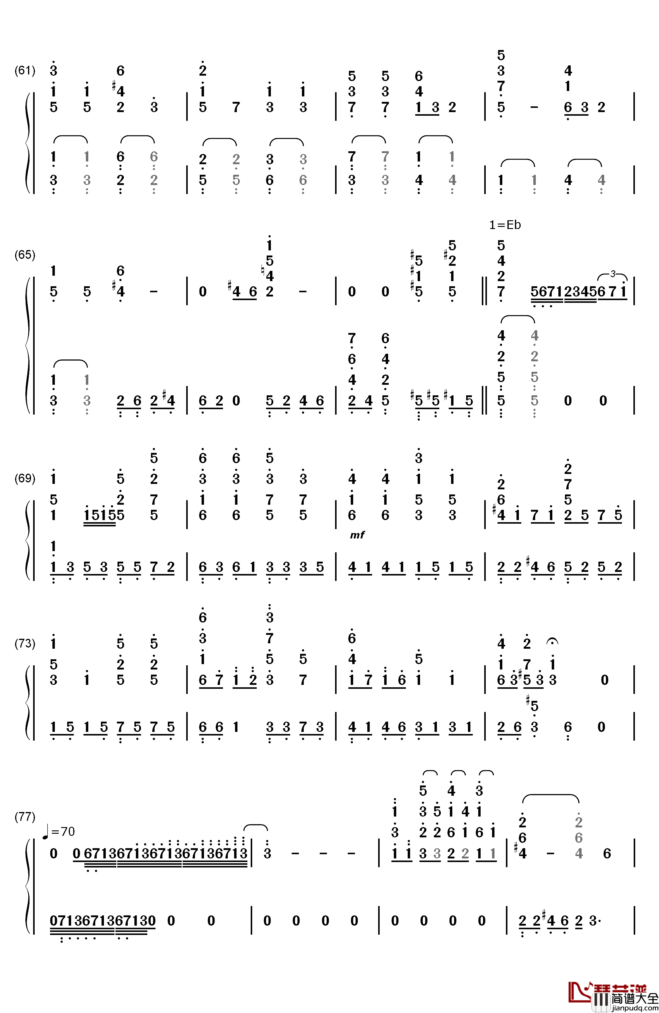 小星星幻想曲钢琴简谱_数字双手_V.K克