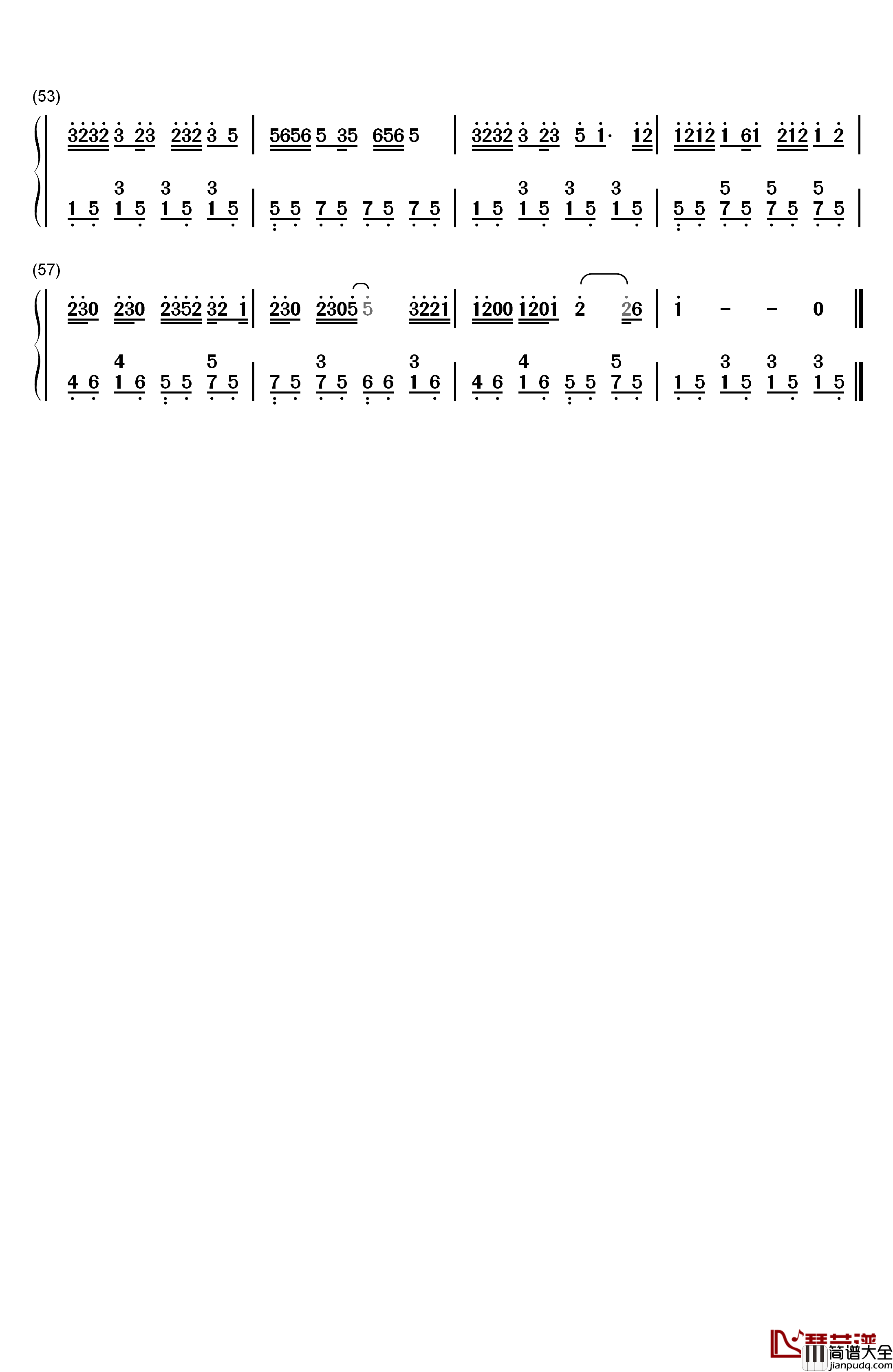 走马钢琴简谱_数字双手_陈粒