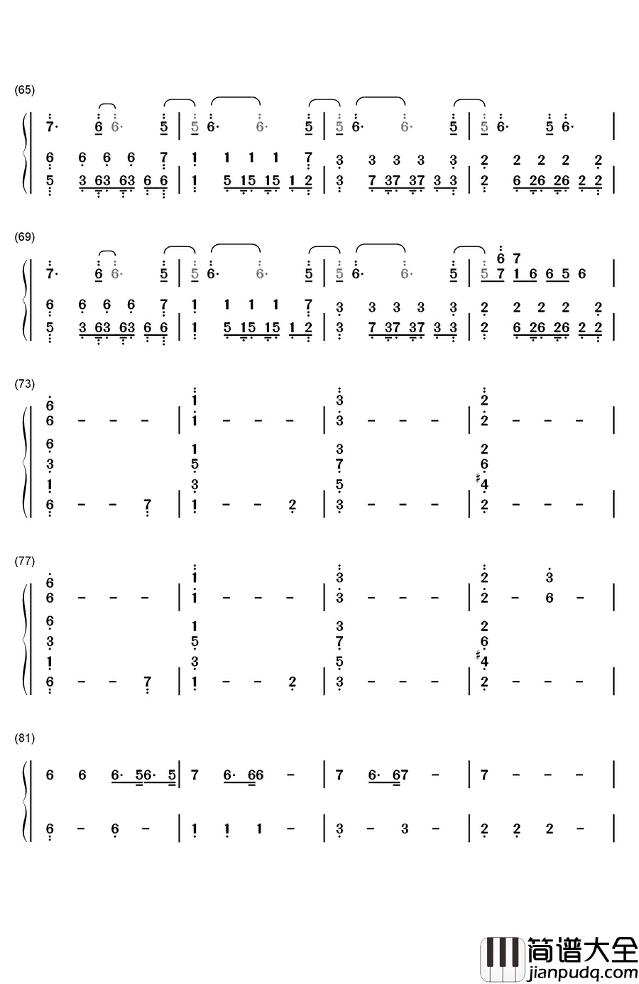 Love_Me_Again钢琴简谱_数字双手_John_Newman