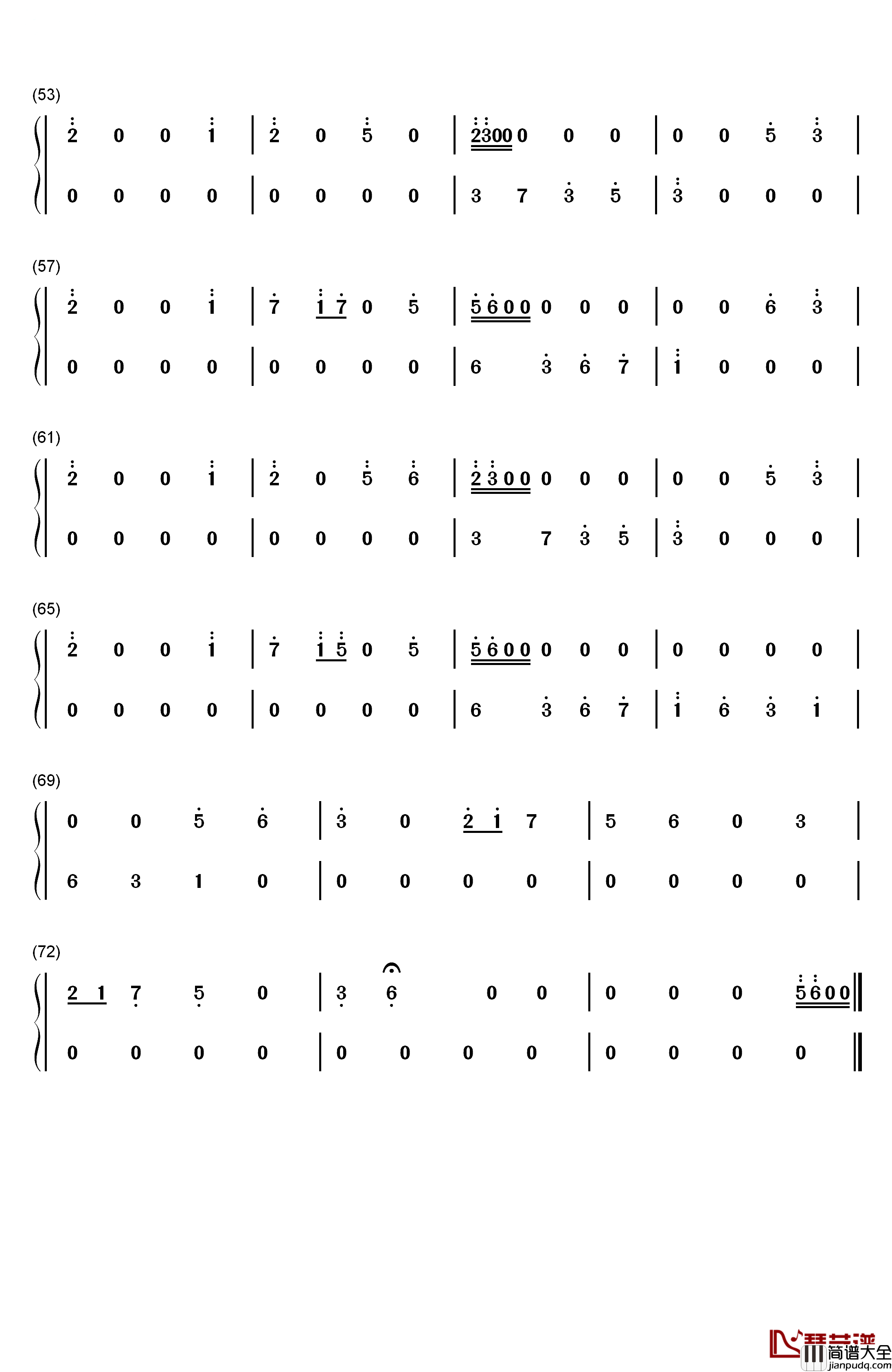 琪琪的冬天钢琴简谱_数字双手_琴光kelly