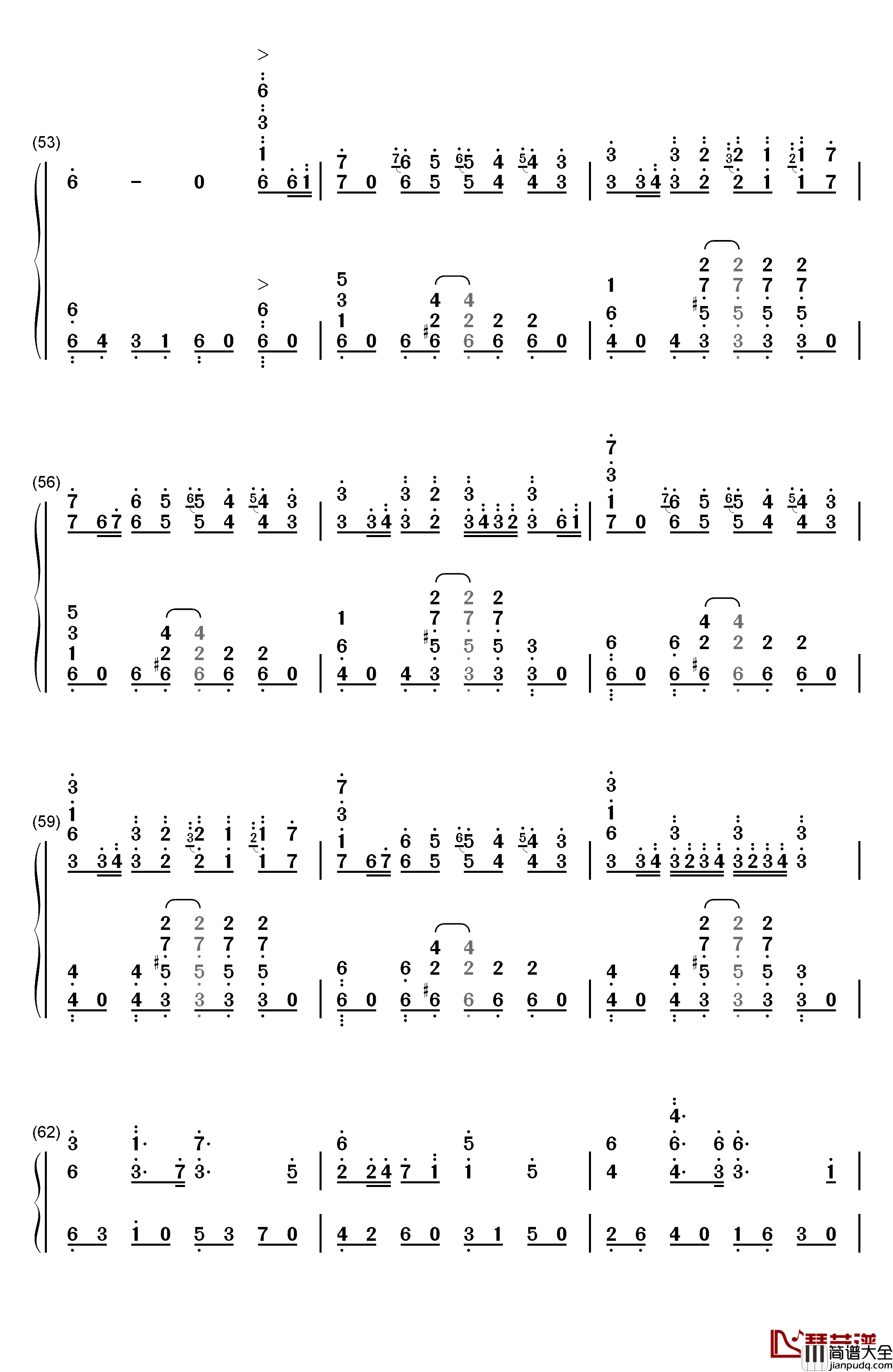 君往何处钢琴简谱_数字双手_M2U