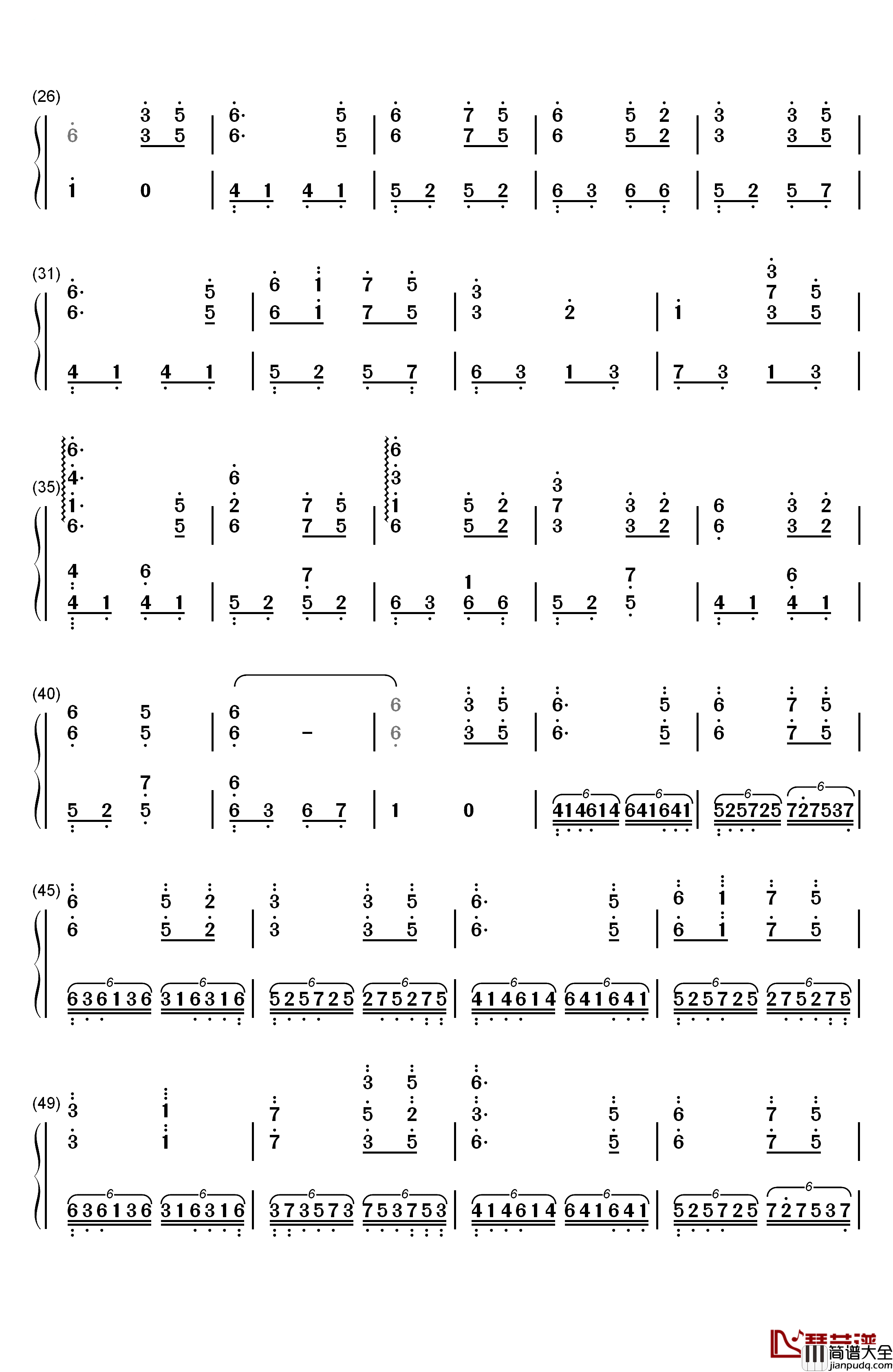 穿越时空的思念钢琴简谱_数字双手_暮落枫