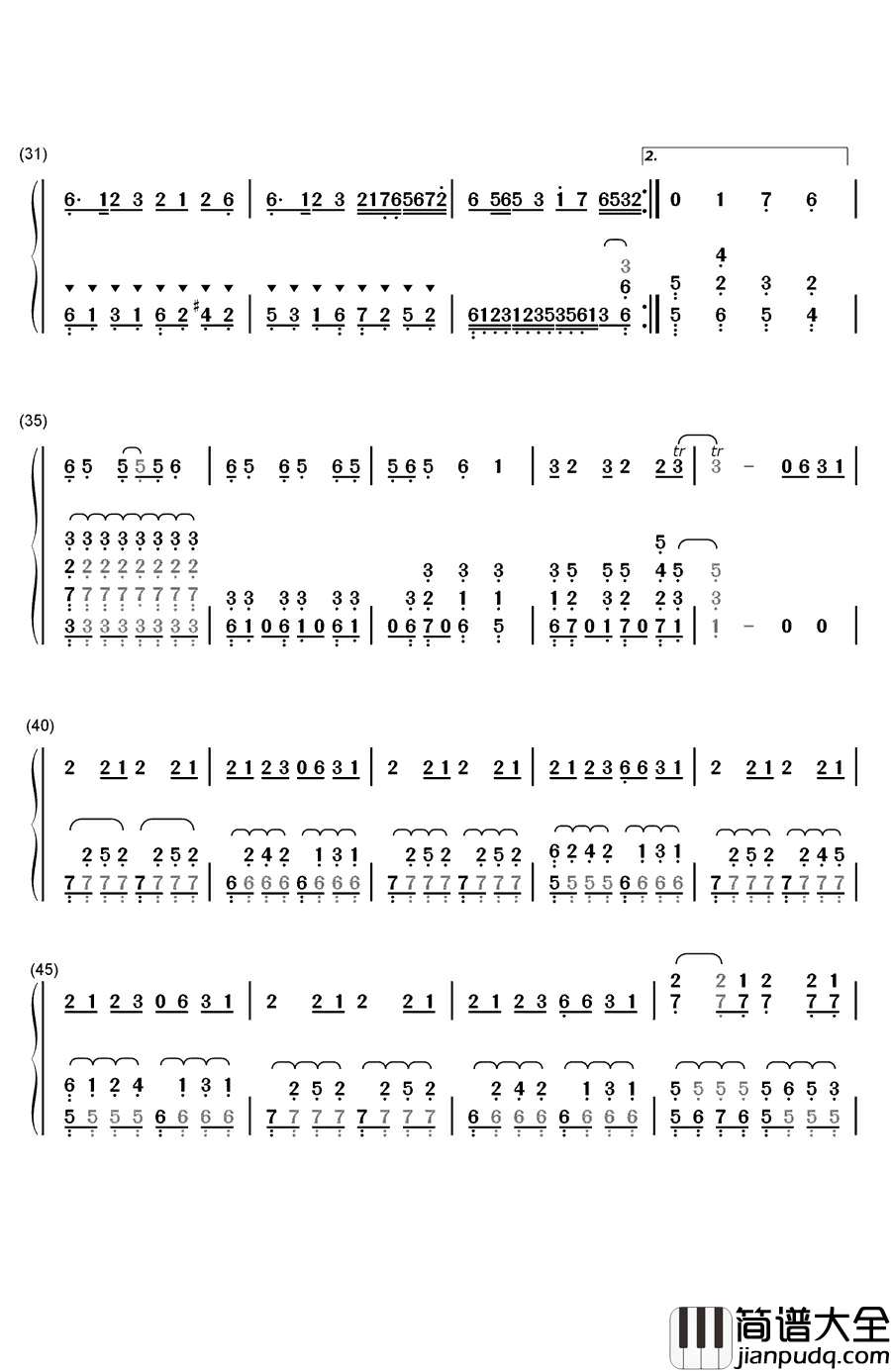 权御天下钢琴简谱_数字双手_洛天依