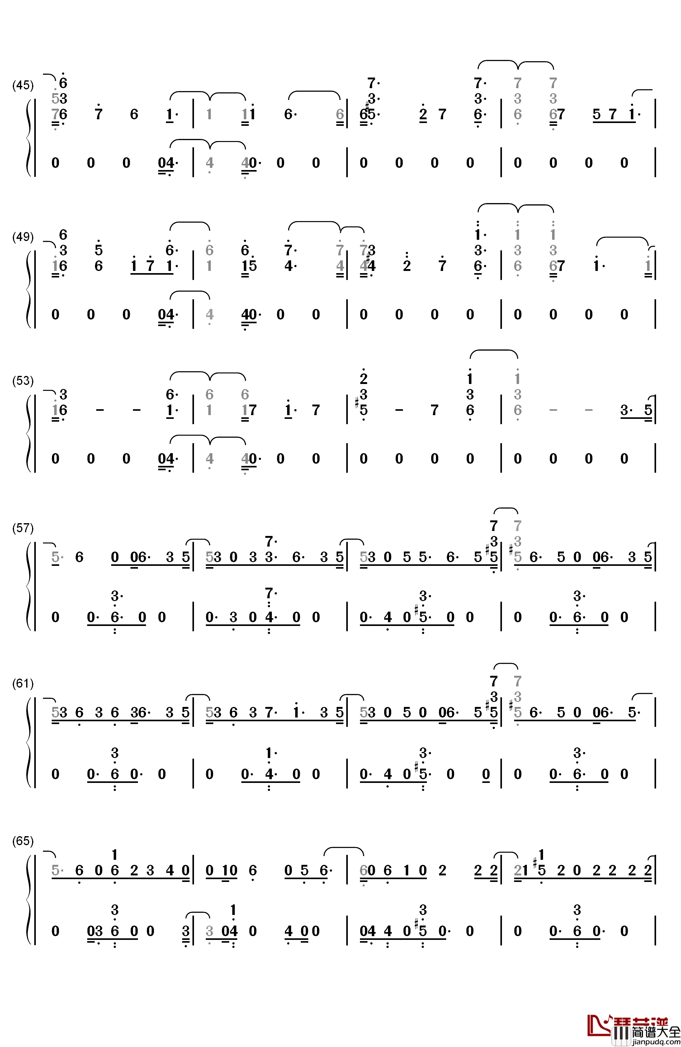 Paradise钢琴简谱_数字双手_防弹少年团