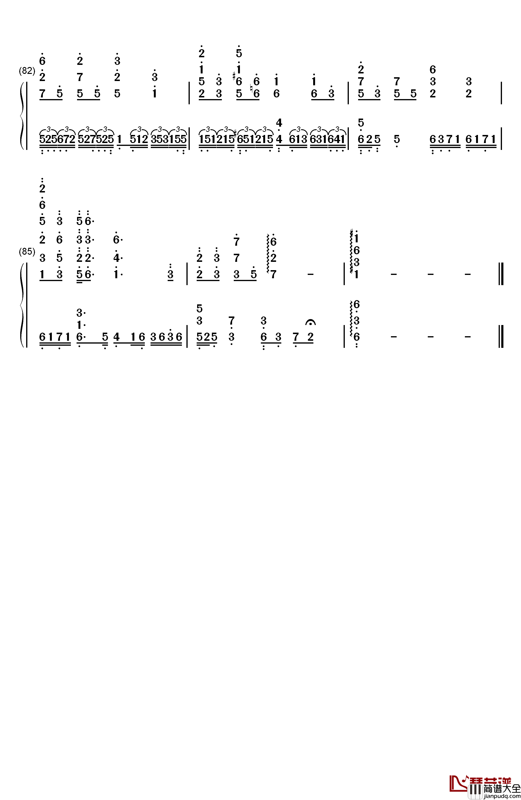 画情钢琴简谱_数字双手_姚贝娜