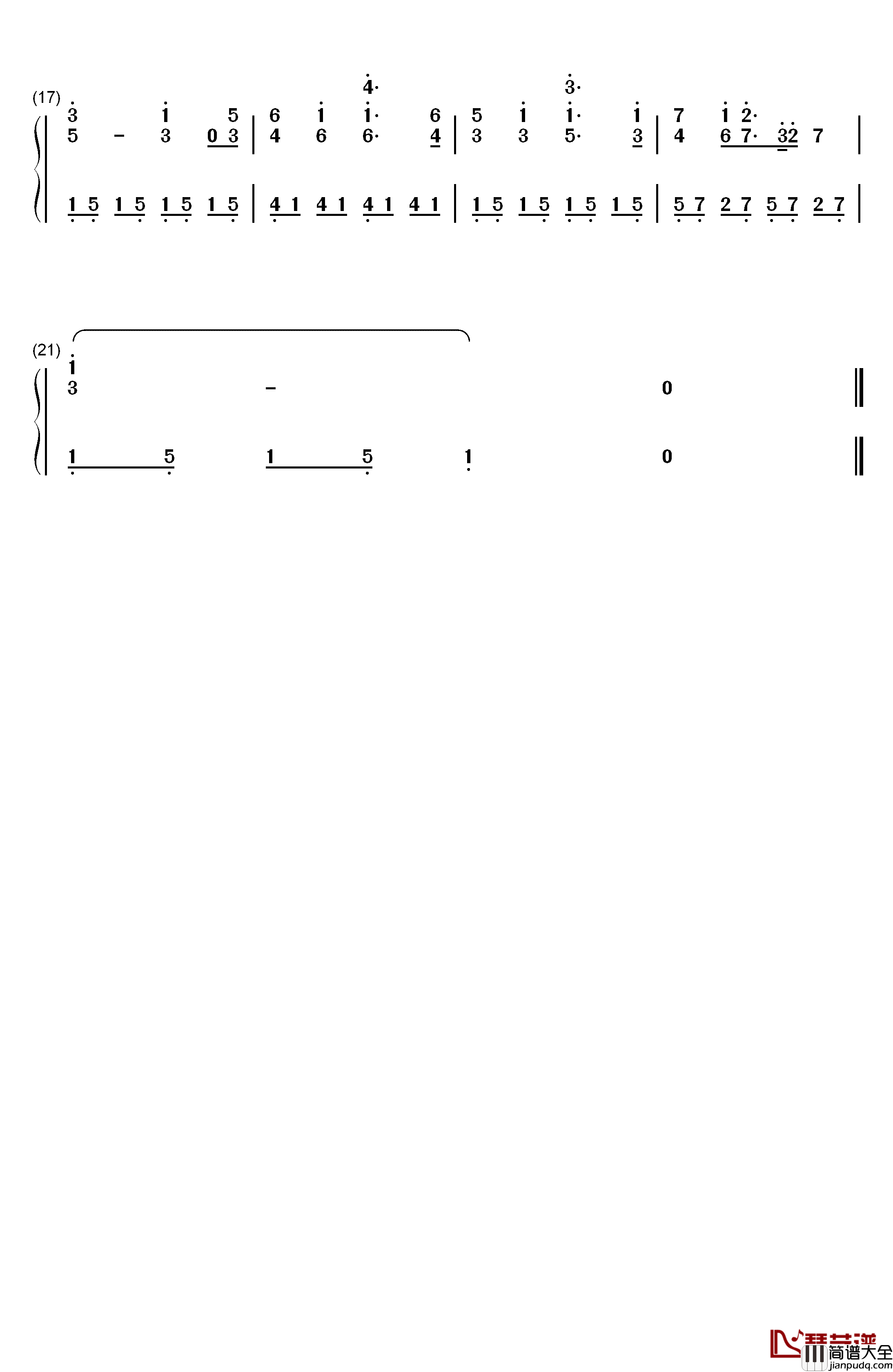 珍重再见钢琴简谱_数字双手_李翊君