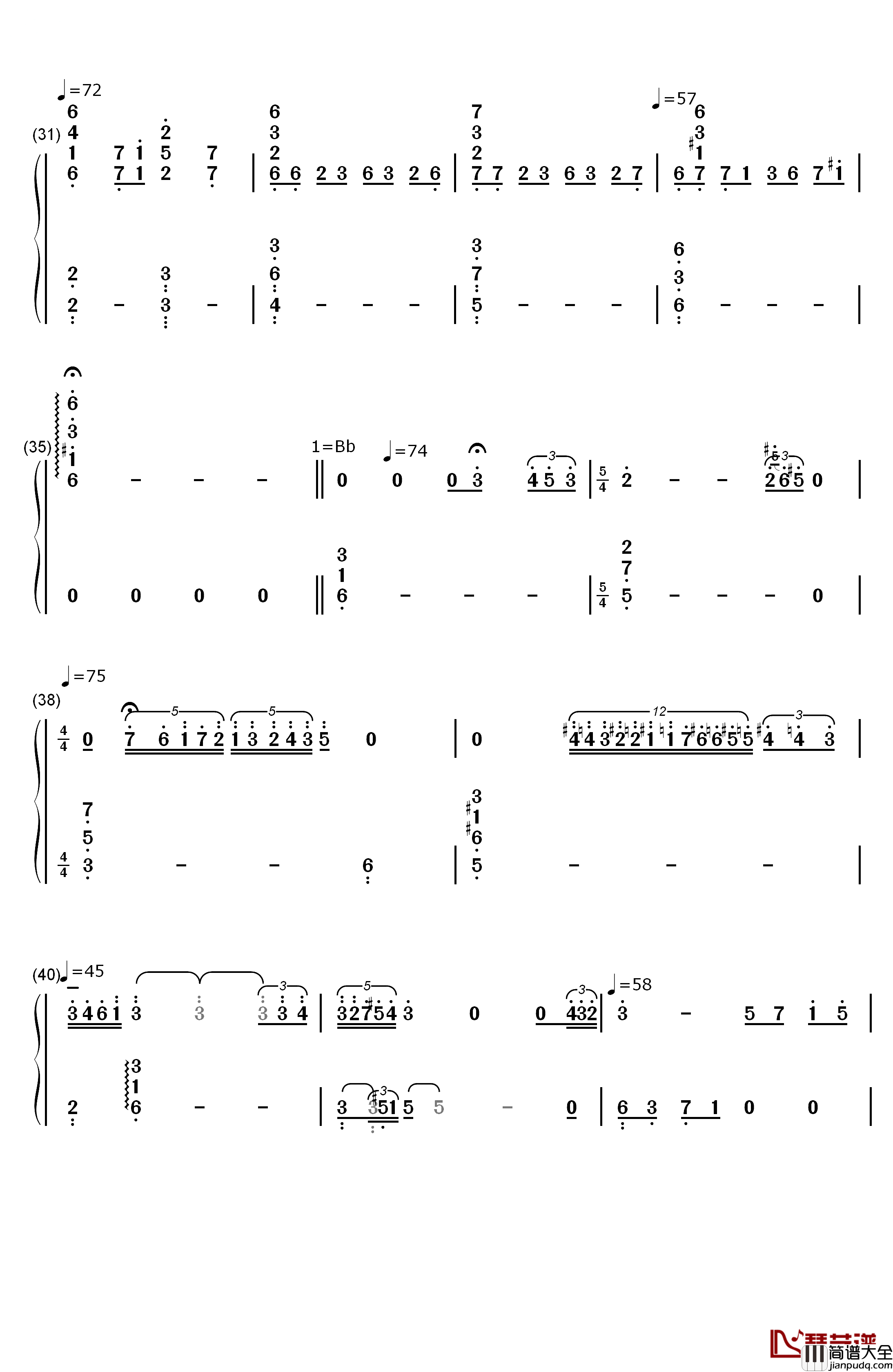 帰らざる日々钢琴简谱_数字双手_久石让_宫崎骏